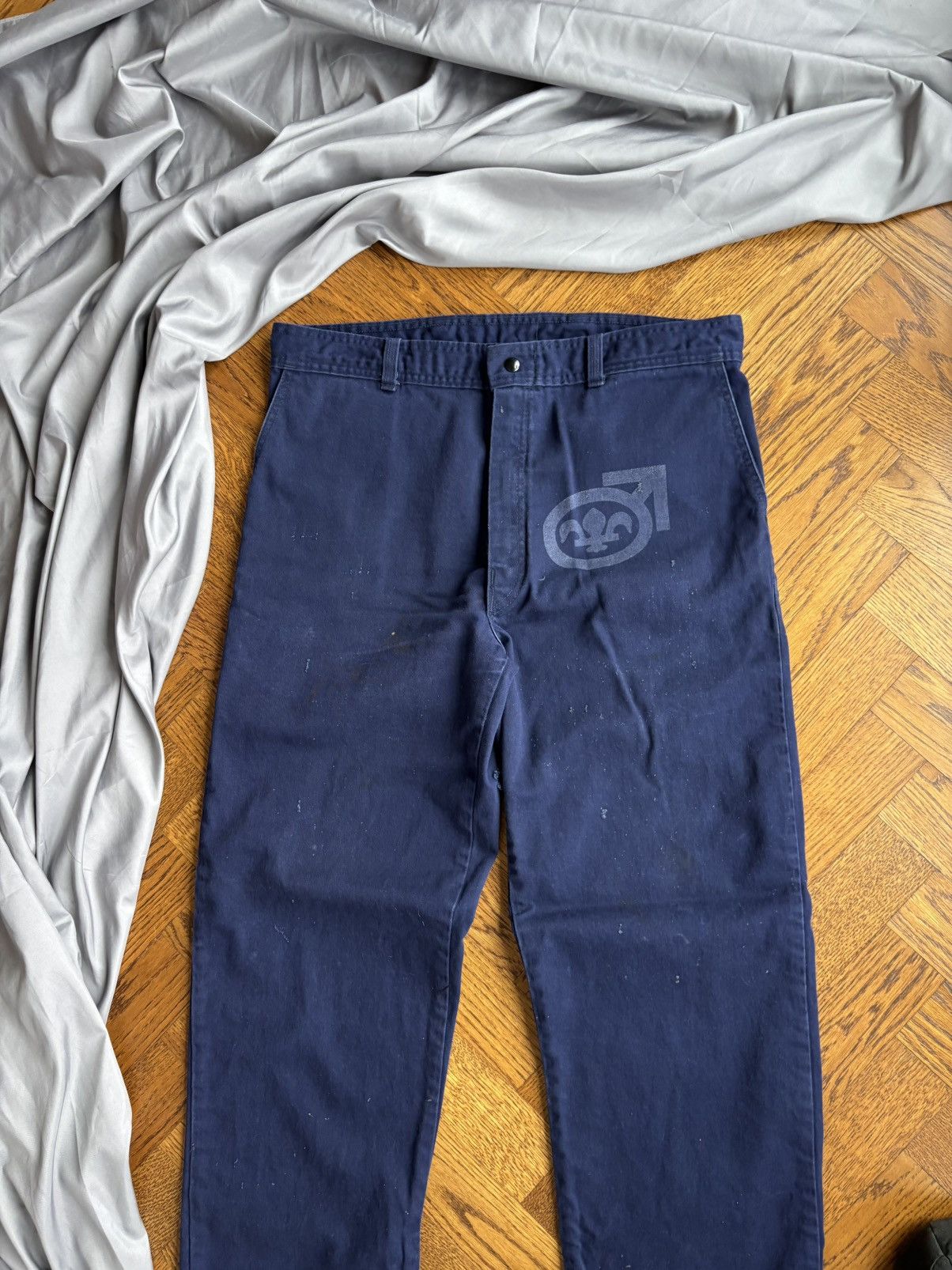 Carhartt × Vintage Vintage Bleu de Travail Work Pant Quebec Fleur Lys Stamped Size US 37 - 3 Thumbnail