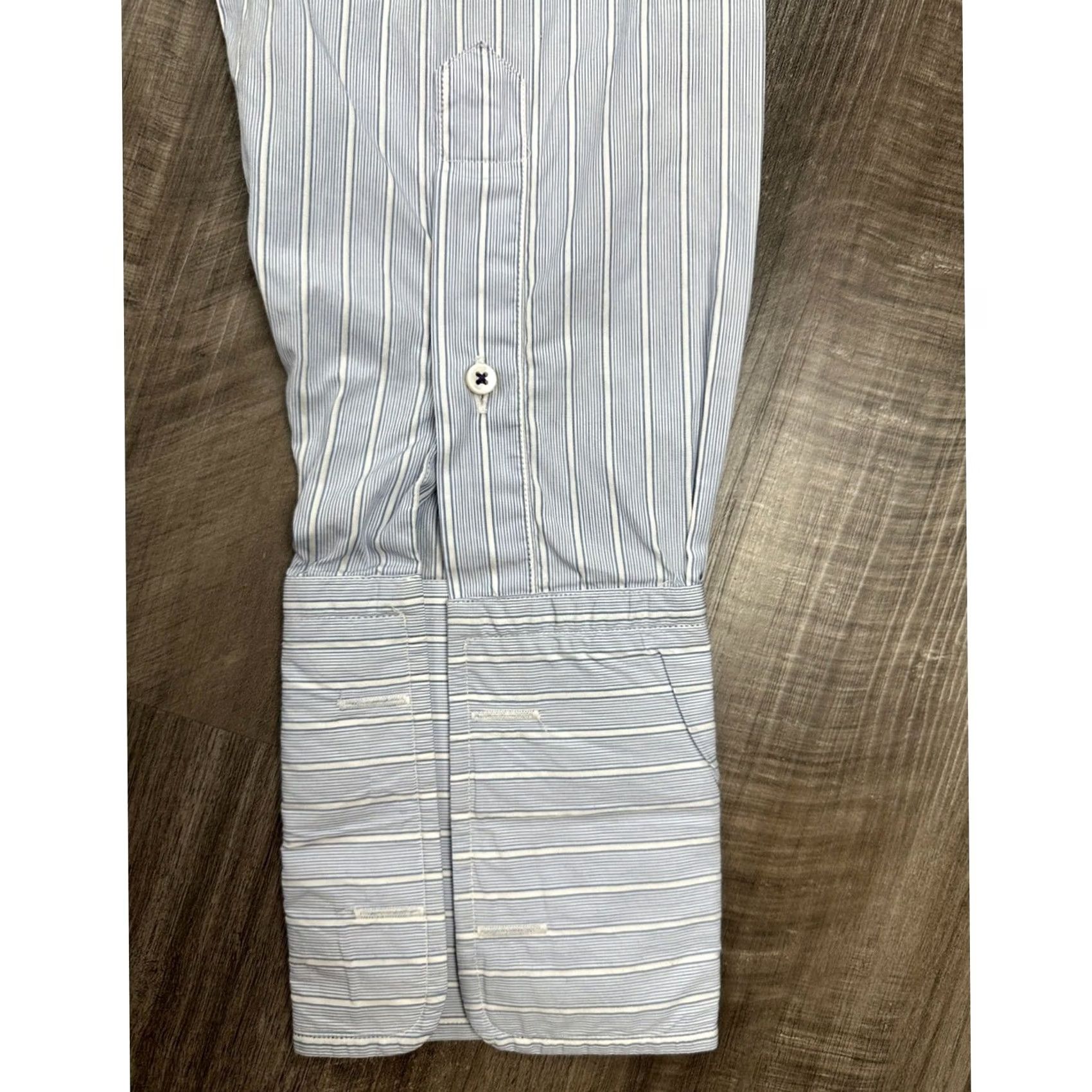 Robert Talbott Robert Talbott Estate Trim Fit Striped French Cuffed Long Sleeve Button 15.5 M Blue Mens Shirt Size US M / EU 48-50 / 2 - 4 Thumbnail