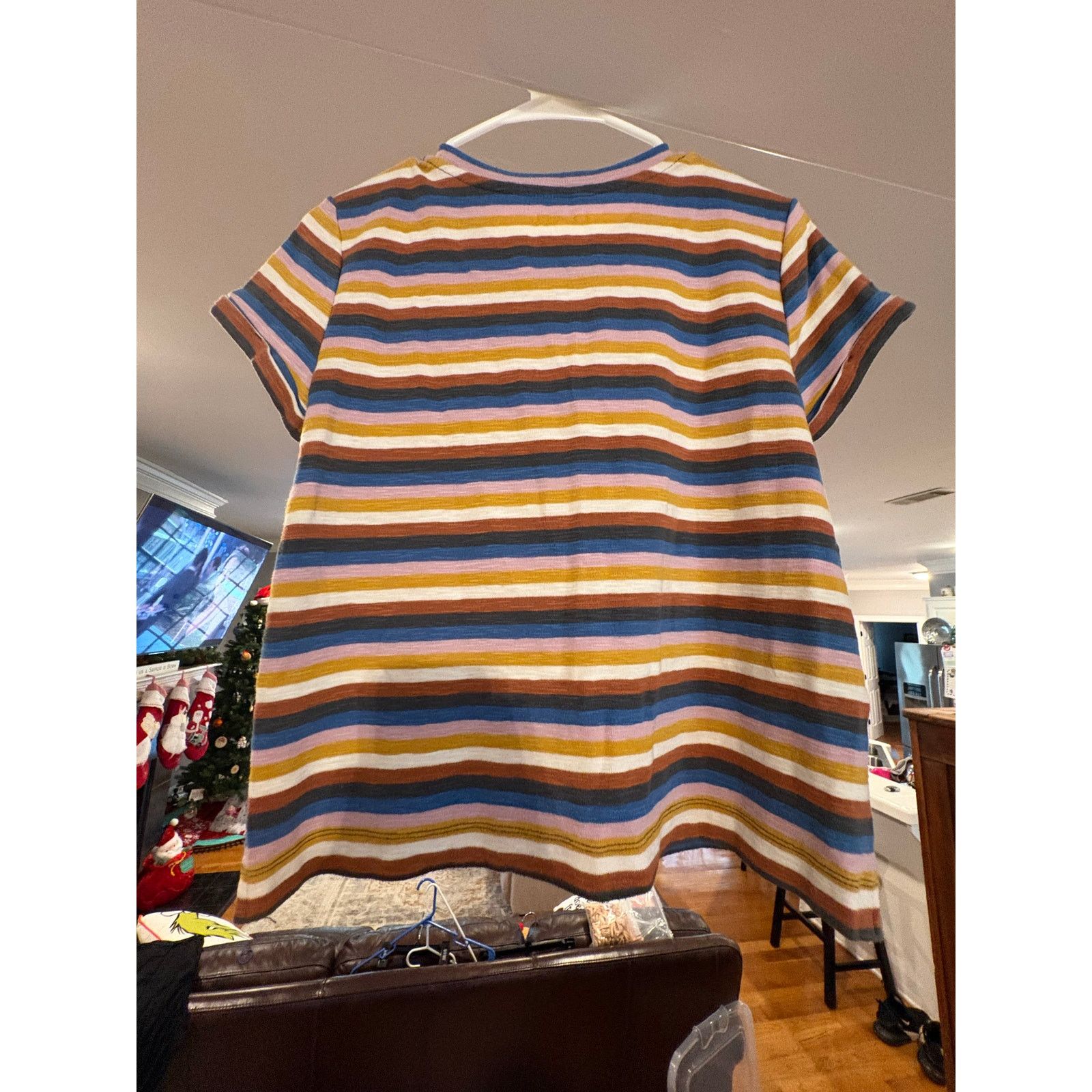Loft LOFT Women’s Small Multicolor Striped Short Sleeve Swing Size S / US 4 / IT 40 - 4 Thumbnail