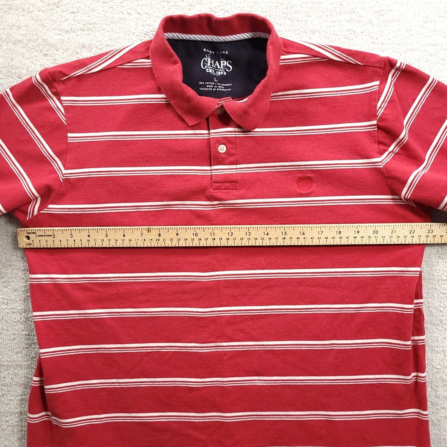 Chaps Chaps Polo Shirt Large Red Stripe Short Sleeve Easy Care Stretch Mens Size US L / EU 52-54 / 3 - 4 Thumbnail