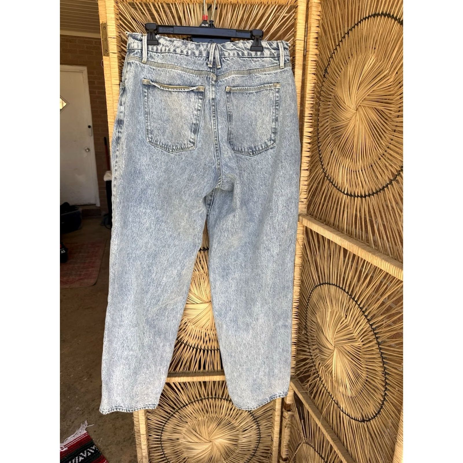 Good American Good American Jeans Womens 8 Straight High Rise Distressed Vintage Blue Denim 5-Pocket Pockets Stretch Slim Regular Size 8 Inseam 27 Fashion Clothing Size 30" / US 8 / IT 44 - 3 Thumbnail
