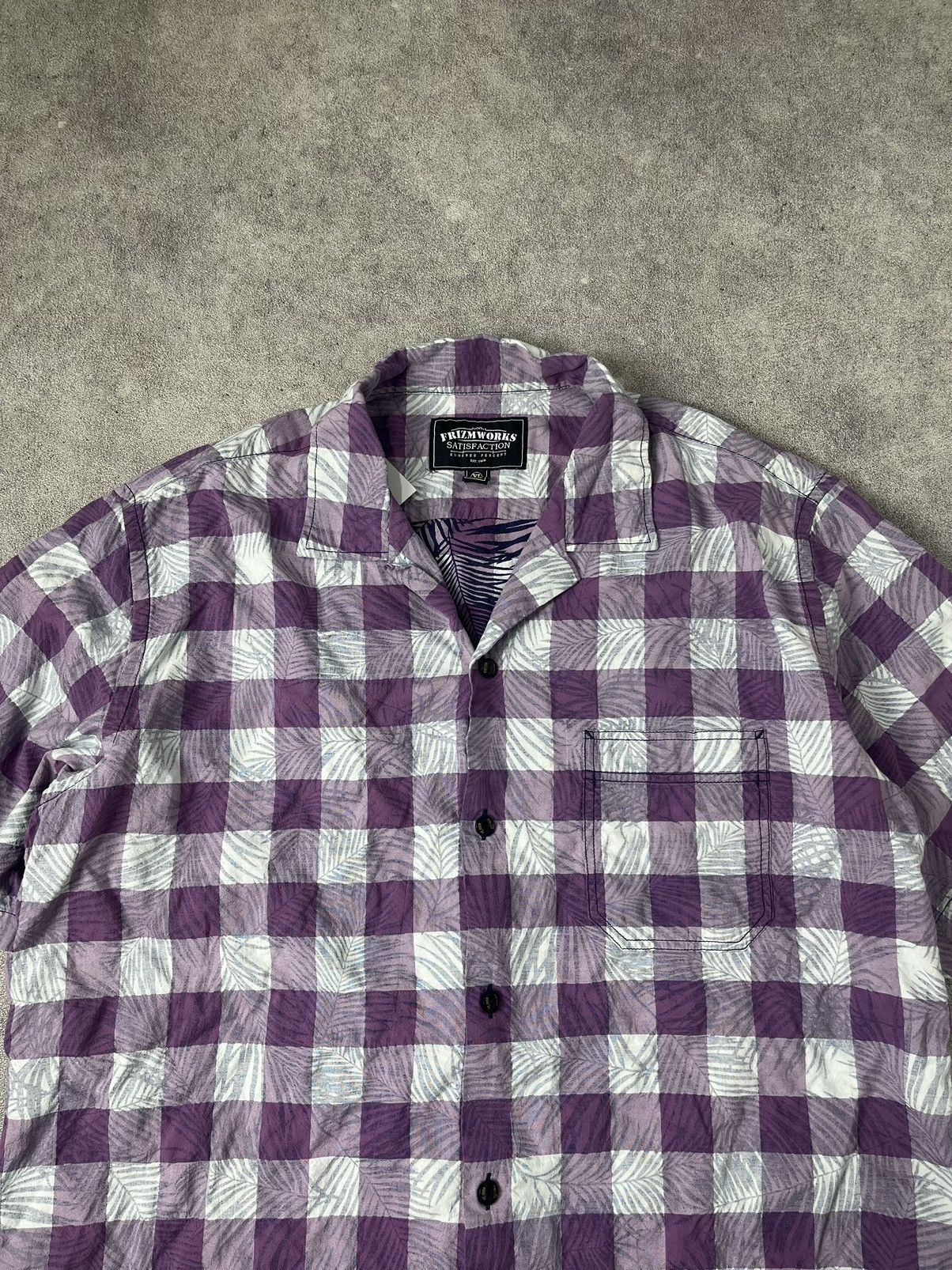 FrizmWORKS × Japanese Brand × Uniform Bridge Frizmworks aloha half shirt checked palm violet shirt Size US XL / EU 56 / 4 - 4 Thumbnail