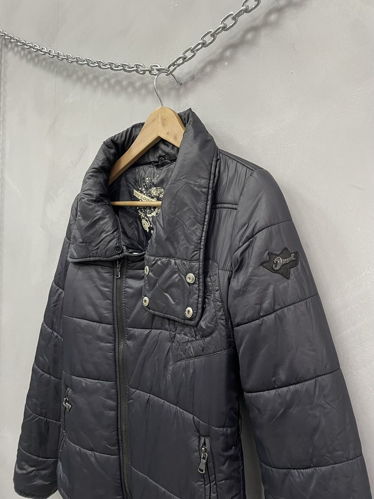 Diesel Diesel Black Puffer Jacket Biker Zipper Style Y2K Goth Size S / US 4 / IT 40 - 3 Thumbnail