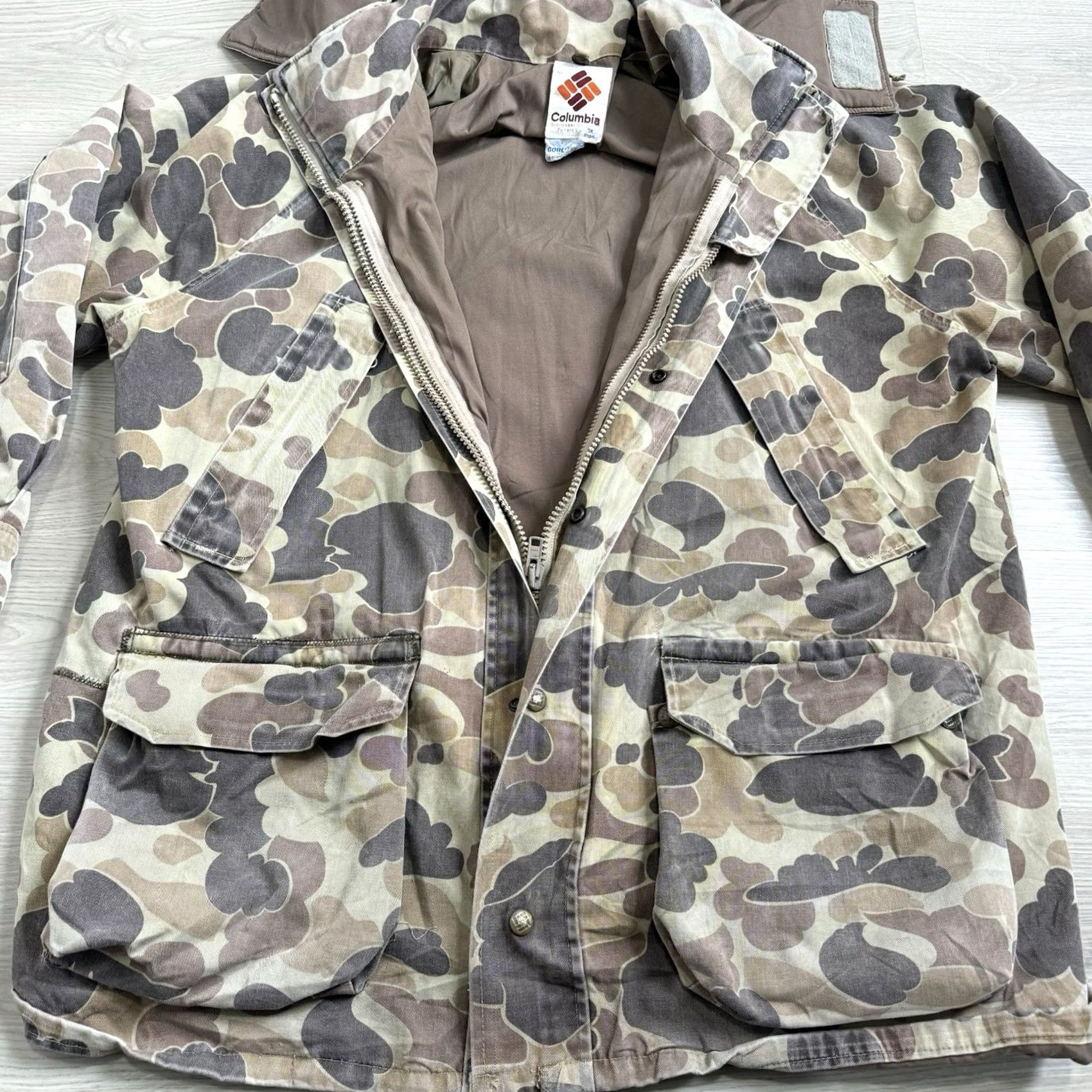 Delta VINTAGE Columbia Delta Marsh Duck Camo Hooded Shell Jacket XL Outdoor Hunting Size US XL / EU 56 / 4 - 4 Thumbnail