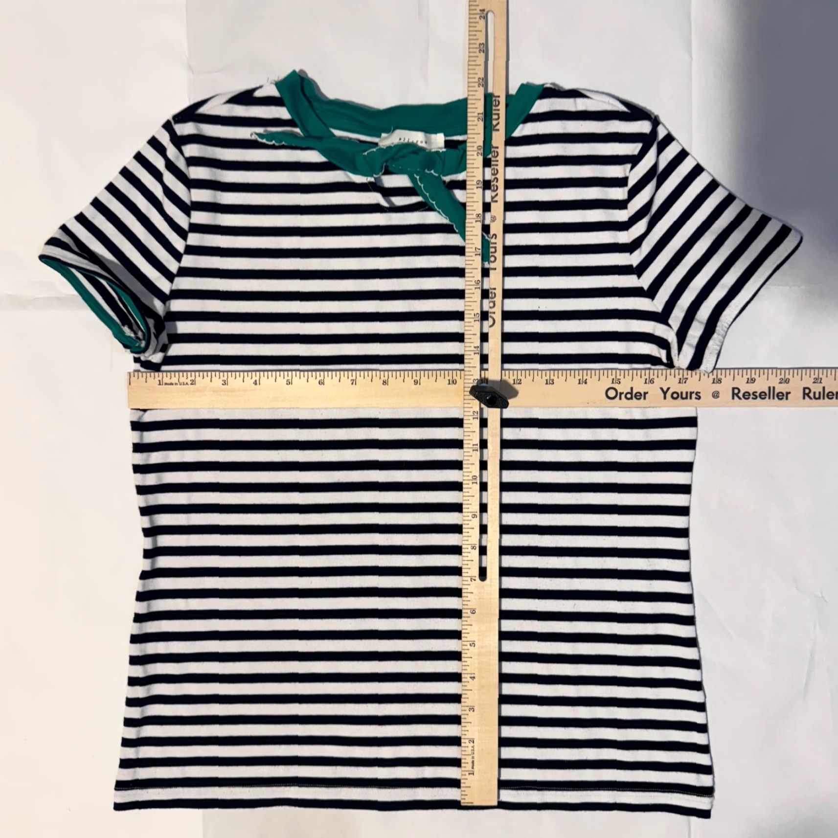 Vintage all:row Top S Green Striped Short Sleeve Ringer Tshirt Bow Venice Size S / US 4 / IT 40 - 3 Thumbnail