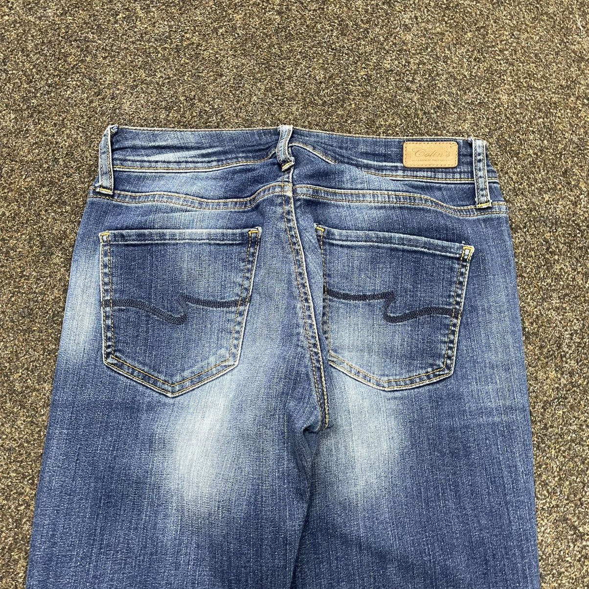 Vintage Y2K Baggy Wide Leg Faded Bootcut Jeans Streetwear Blue Logo Size 32" / US 10 / IT 46 - 3 Thumbnail