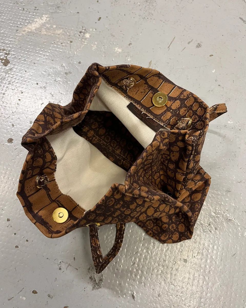 Roberto Cavalli Roberto Cavalli Tan Jacquard Crocodile Print Handle Bag Size ONE SIZE - 7 Thumbnail