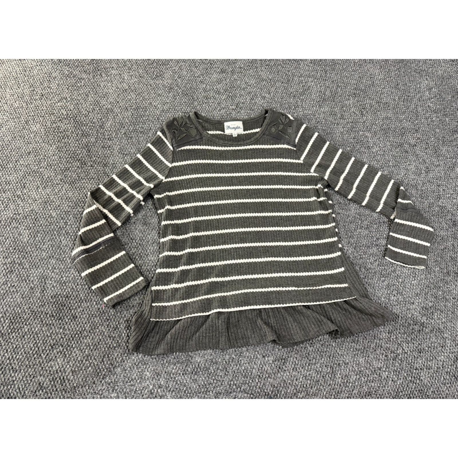 Wrangler Wrangler Sweater Cardigan Womens Large Gray White Striped Ribbed Knit Pullover Long Sleeve Round Neck Casual Winter Fall Regular Size L Size L / US 10 / IT 46 - 2 Thumbnail
