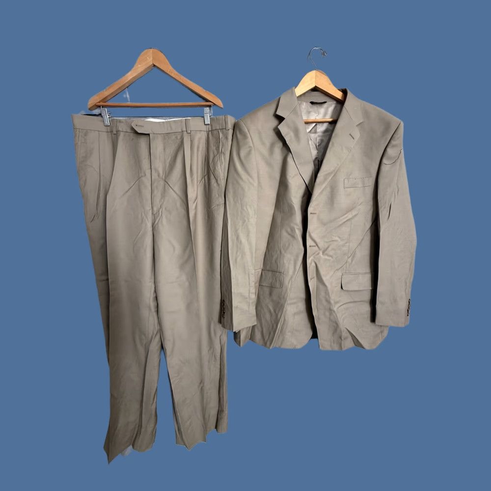 Alexander Julian VINTAGE Alexander Julian Colours Suit Set Men's 48L Blazer 42L Pants Tan Pure Wool Blazer Pants Suit Mens 48L 42L Tan Wool Size 48R - 1 Thumbnail