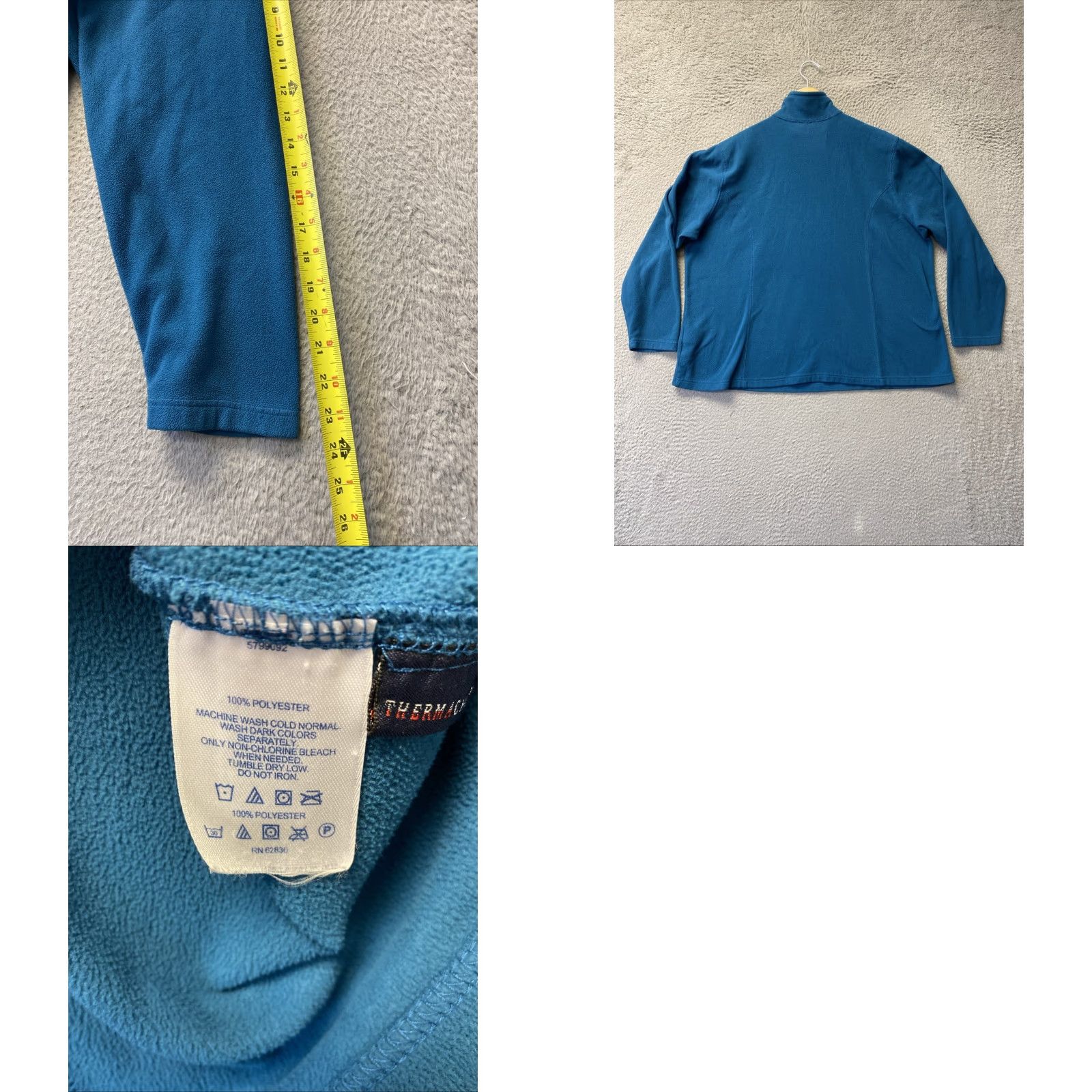 Lands' End Lands' End Lands End 1X Dark Aqua Fleece Jacket Zip Pockets Lightweight /153-24 Polyester Solid 1/4 Zip Slim Fleece Jacket Women Plus Size Size XL / US 12-14 / IT 48-50 - 8 Thumbnail
