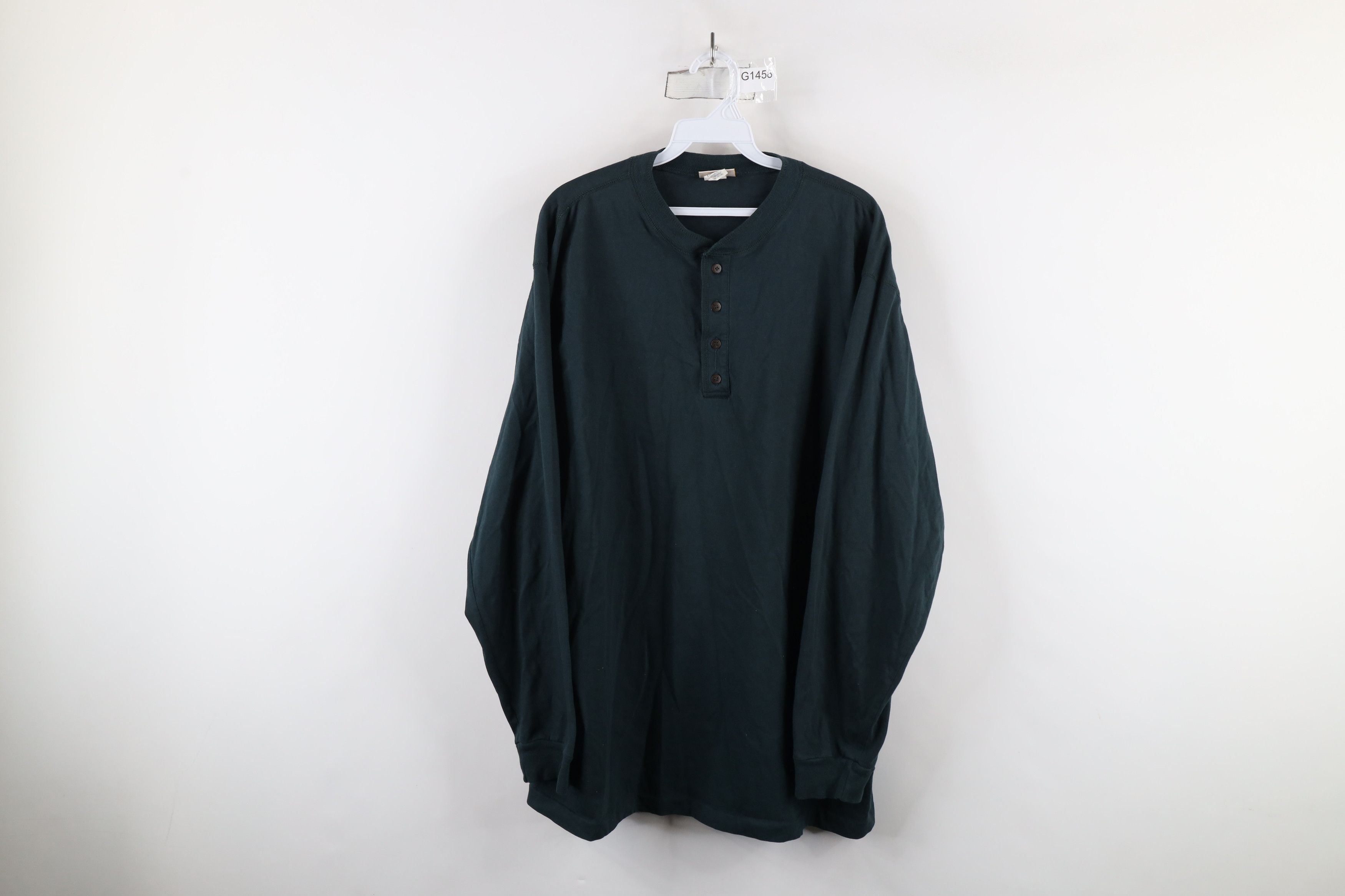 L.L. Bean × Vintage Vintage 90s LL Bean Blank Long Sleeve Henley T-Shirt Green Size US XL / EU 56 / 4 - 1 Thumbnail