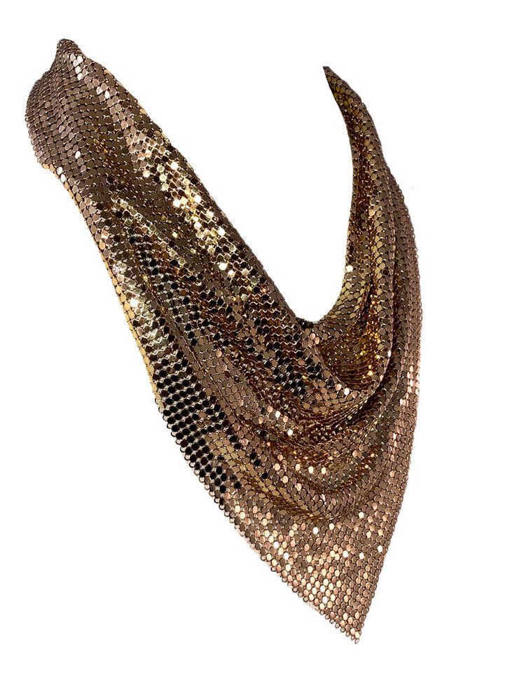 Designer Whiting and Davis Gold Tone Mesh Bib Bandana Necklace Large Size ONE SIZE - 2 Thumbnail
