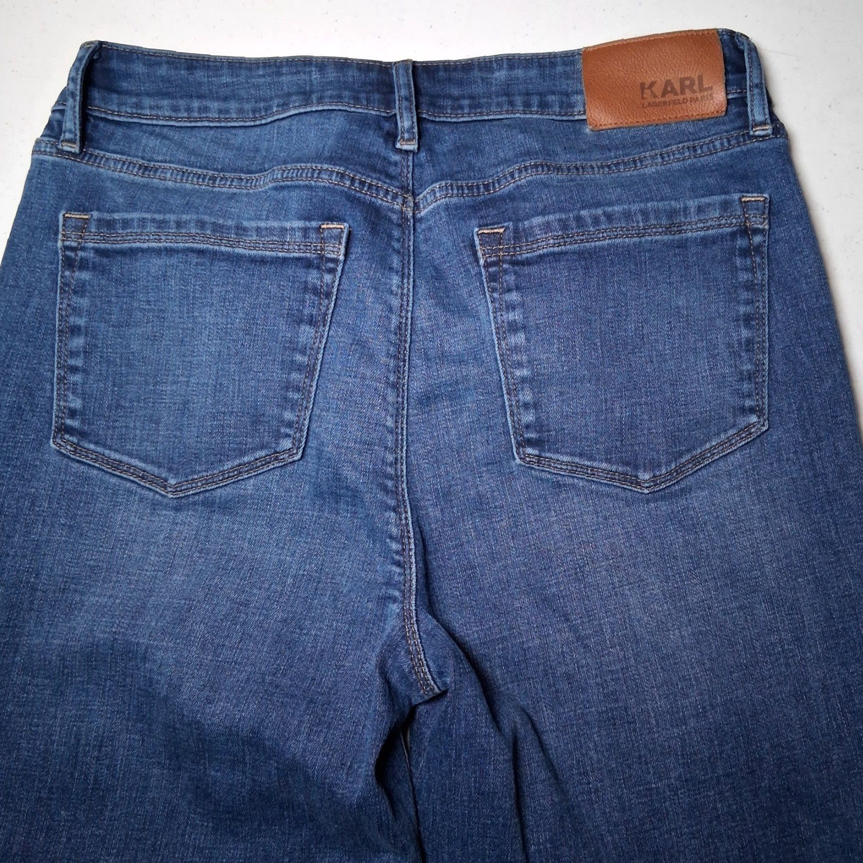 Karl Lagerfeld Karl Lagerfeld Jeans Women 29x27 Straight Leg Rhinestone Studded Stars Whiskered Denim Blue Size 29" - 4 Thumbnail