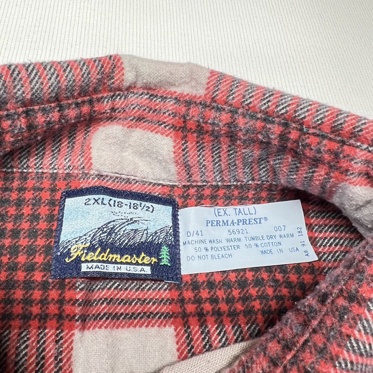 Fieldmaster × Vintage VTG Fieldmaster Flannel Shirt Red Plaid Button Up Outdoor Size US XXL / EU 58 / 5 - 6 Thumbnail