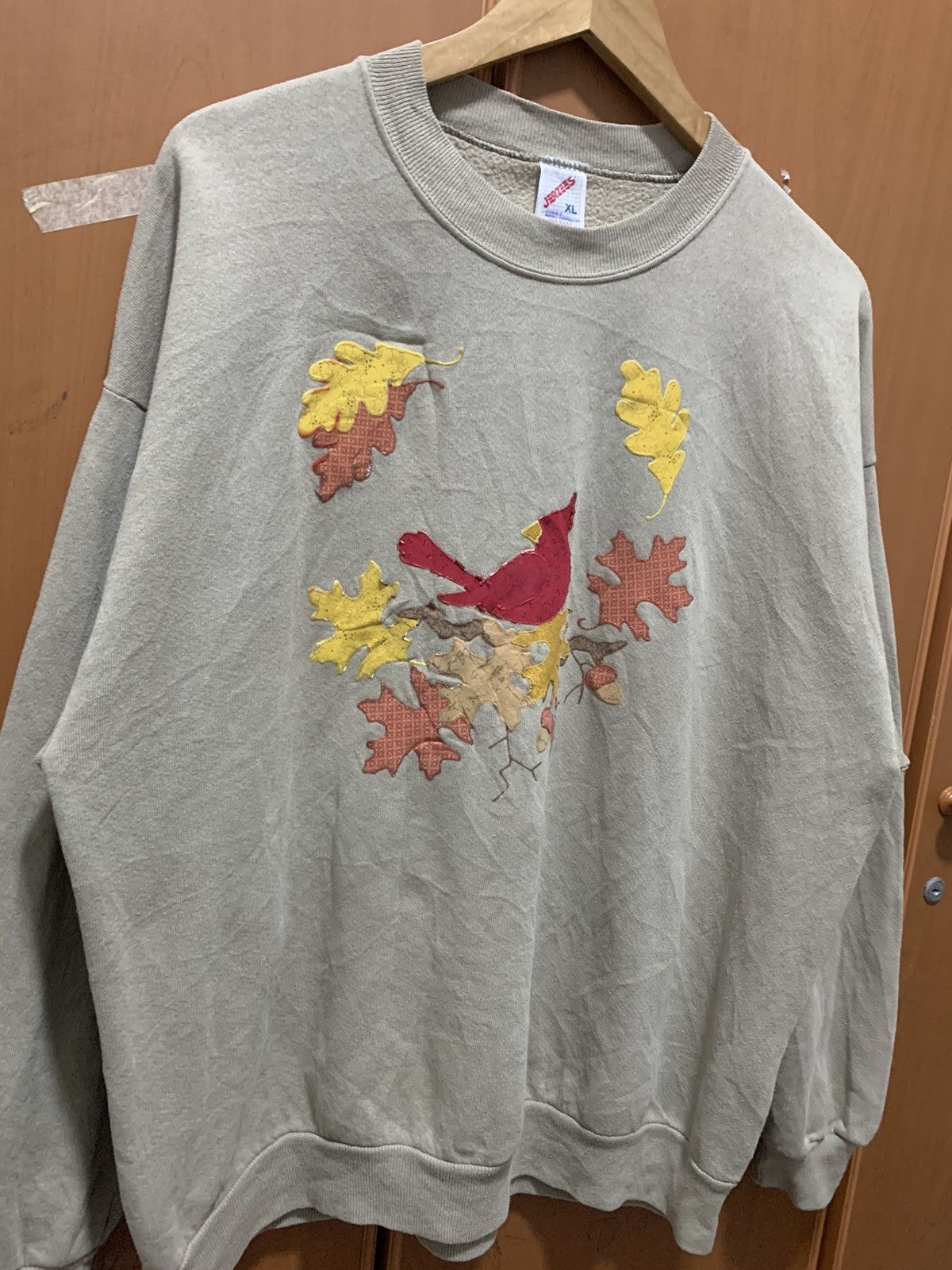 Jerzees Vintage Jerzees Art Cardinal Bird Autumn Leave Sweatshirt Size US XL / EU 56 / 4 - 8 Thumbnail