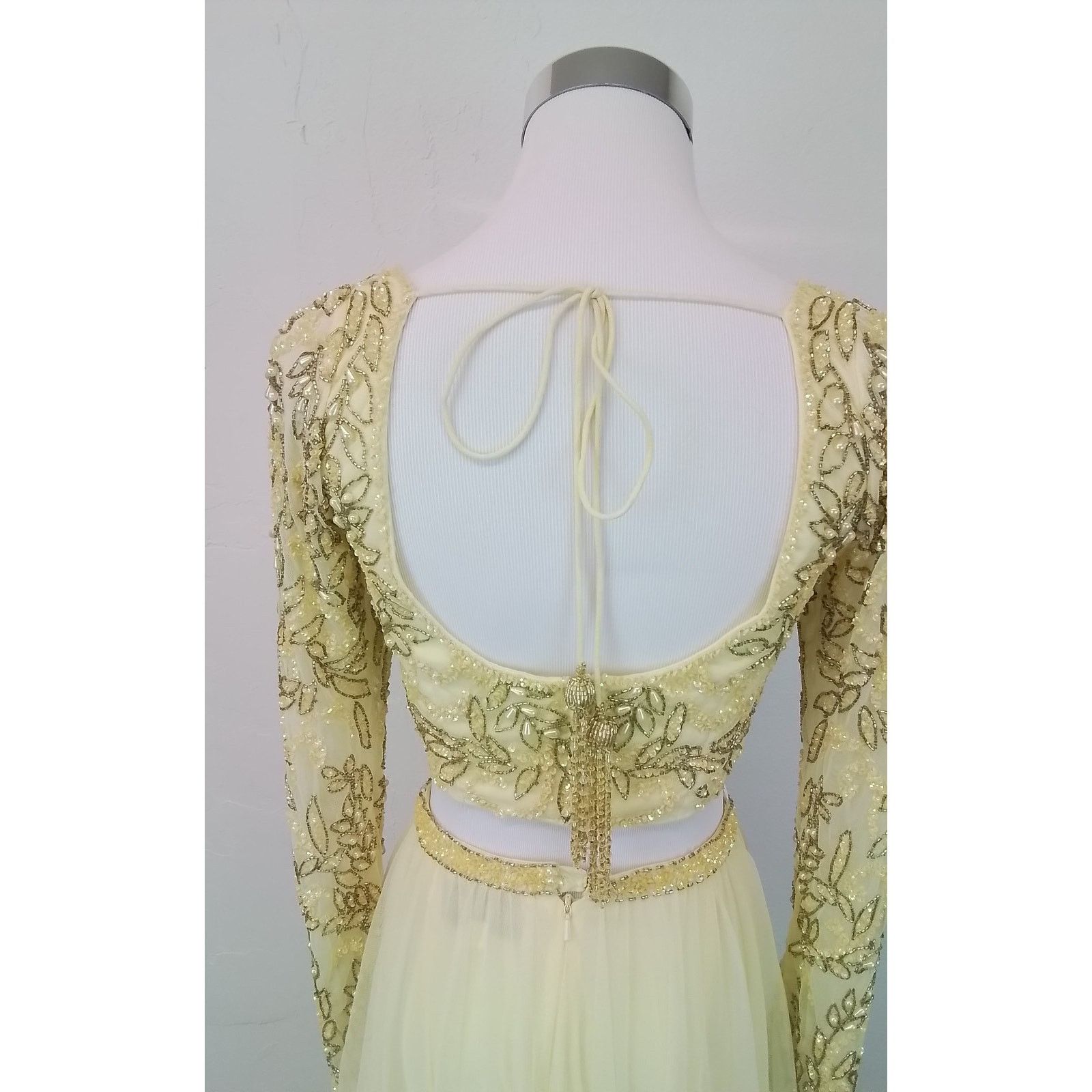 Other Sherri Hill Beaded 2 Piece Women's 4 Yellow Top + Maxi Skirt Size S / US 4 / IT 40 - 7 Thumbnail