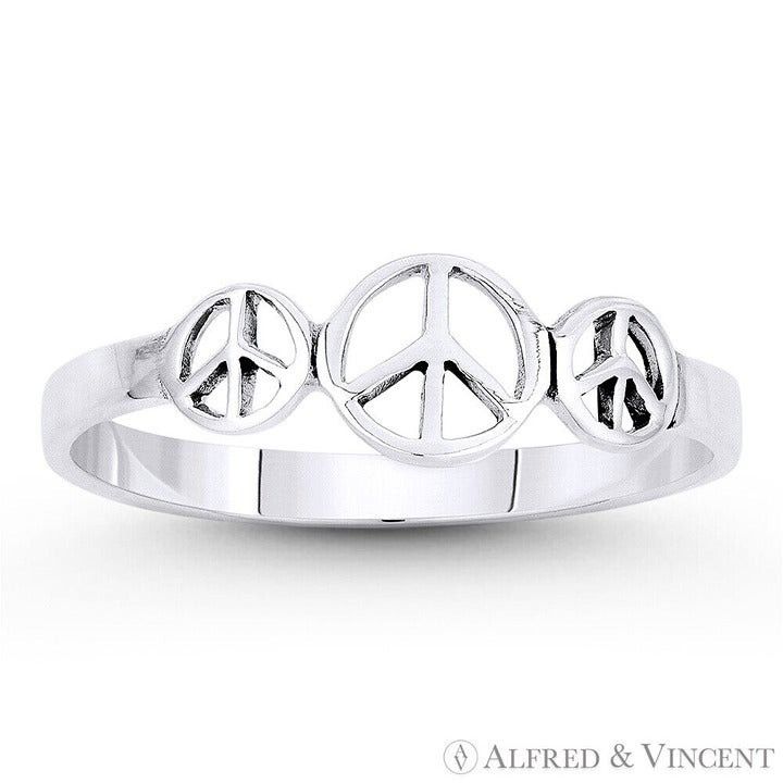 Other Triple Peace Sign Charm Ring in .925 Sterling Silver Size 7 Size ONE SIZE - 1 Preview