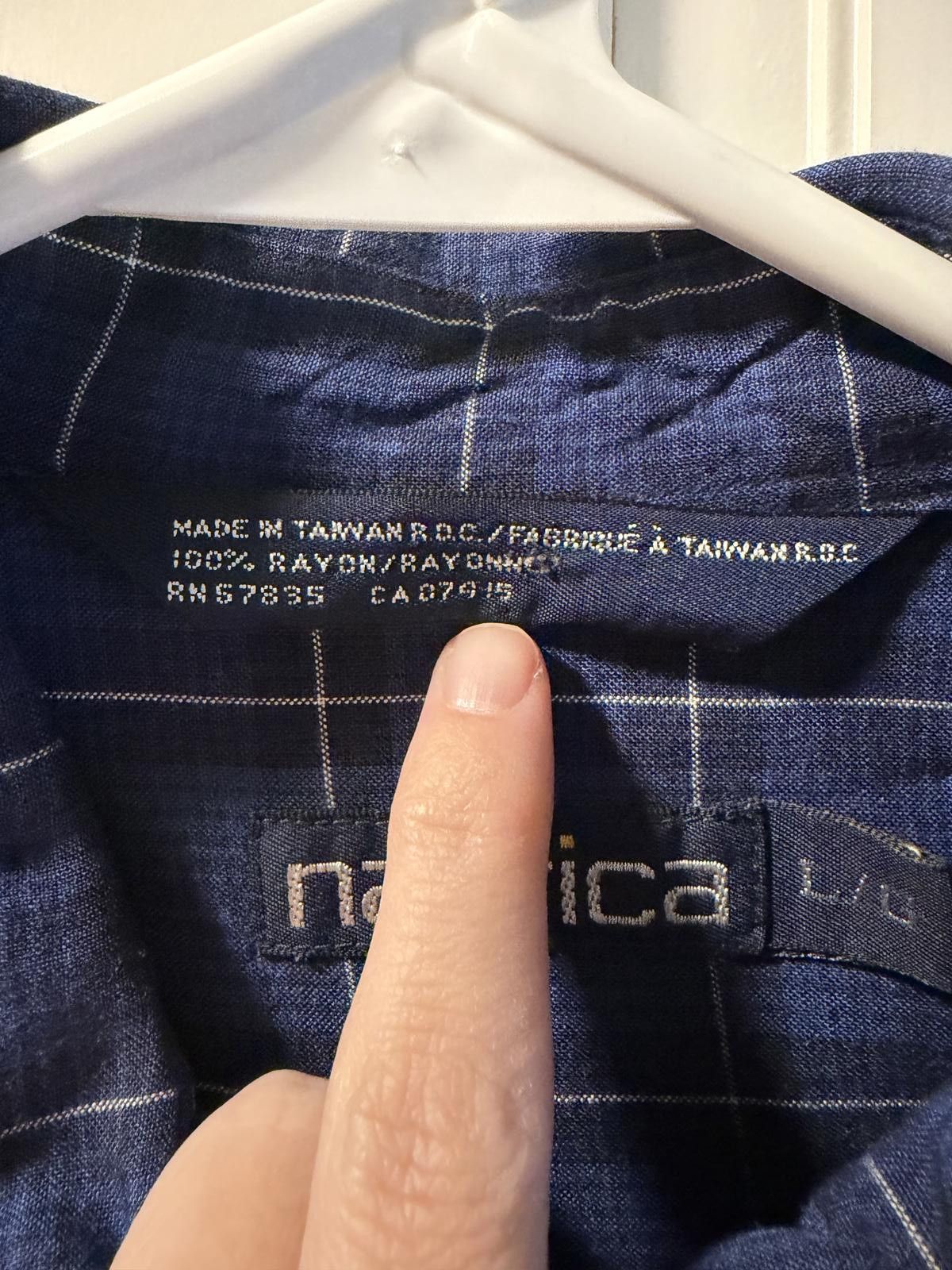 Nautica Nautica Men's Blue Rayon Plaid Button-Up Shirt Large Size US L / EU 52-54 / 3 - 3 Thumbnail