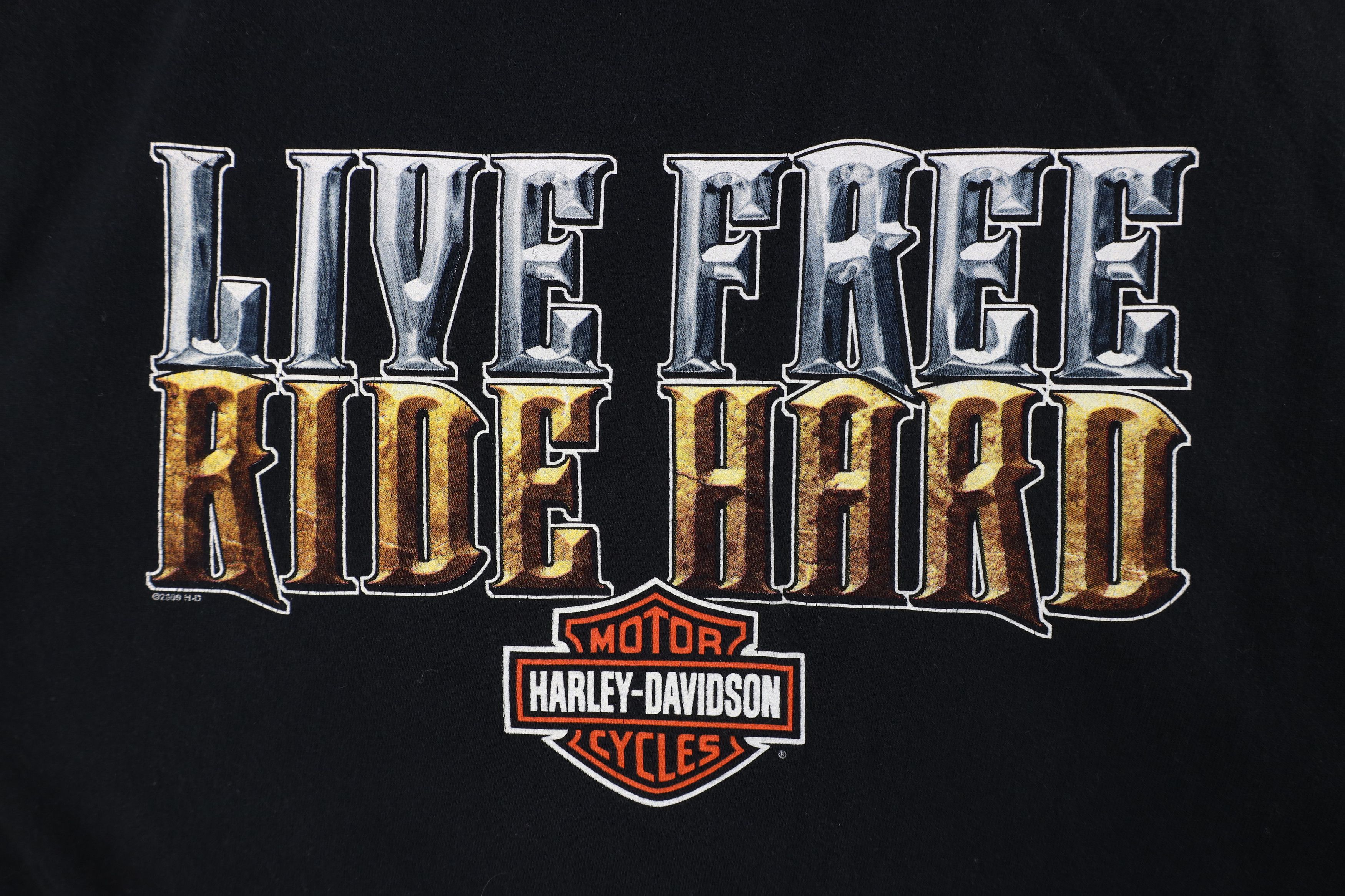 Harley Davidson × Vintage Vintage Y2K Harley Davidson Spell Out Boston T-Shirt Black Size US L / EU 52-54 / 3 - 4 Thumbnail