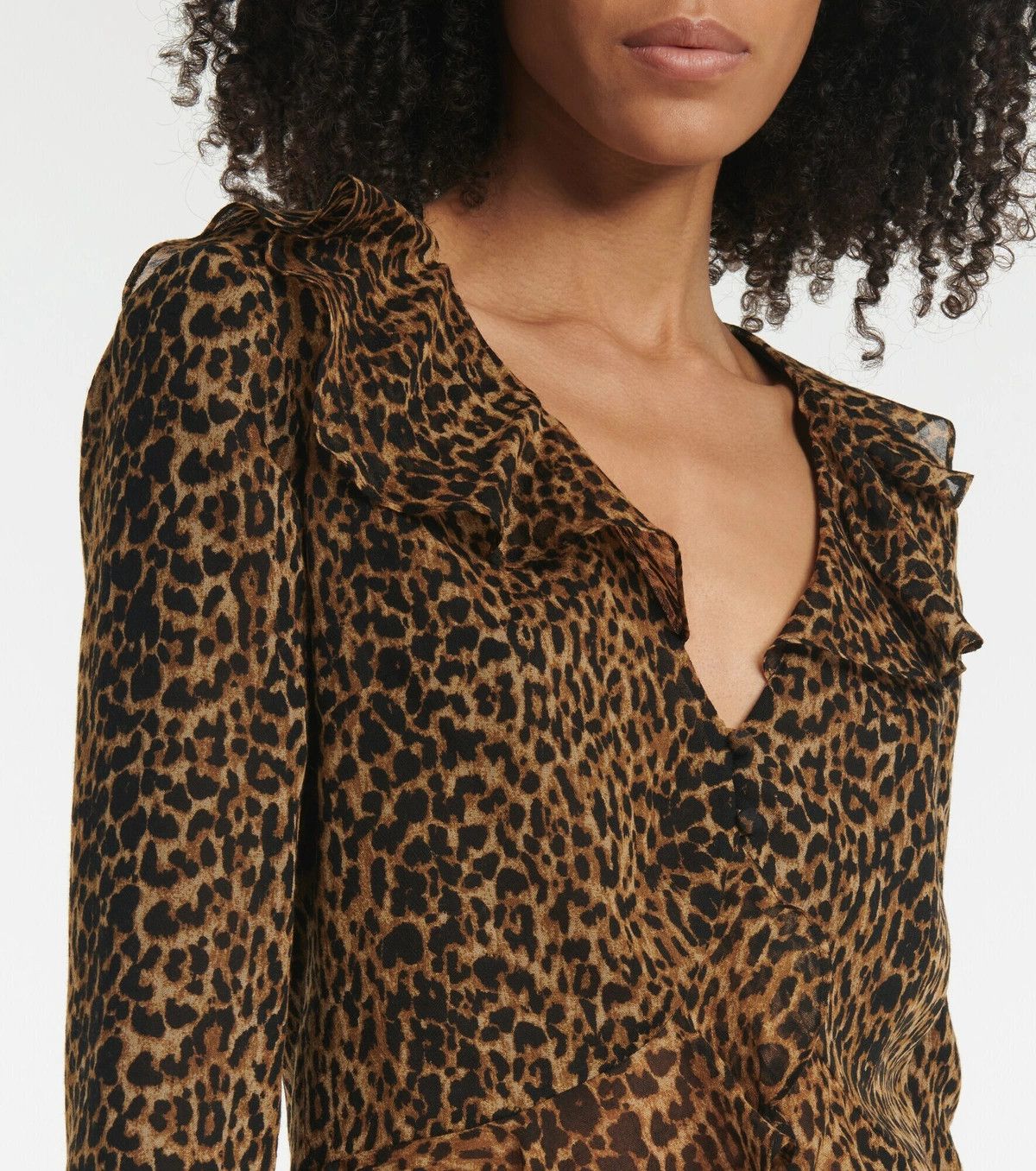 Saint Laurent Paris o1y0126 Leopard-Print Patterned Shirt in Camel/Black Size S / US 4 / IT 40 - 2 Thumbnail