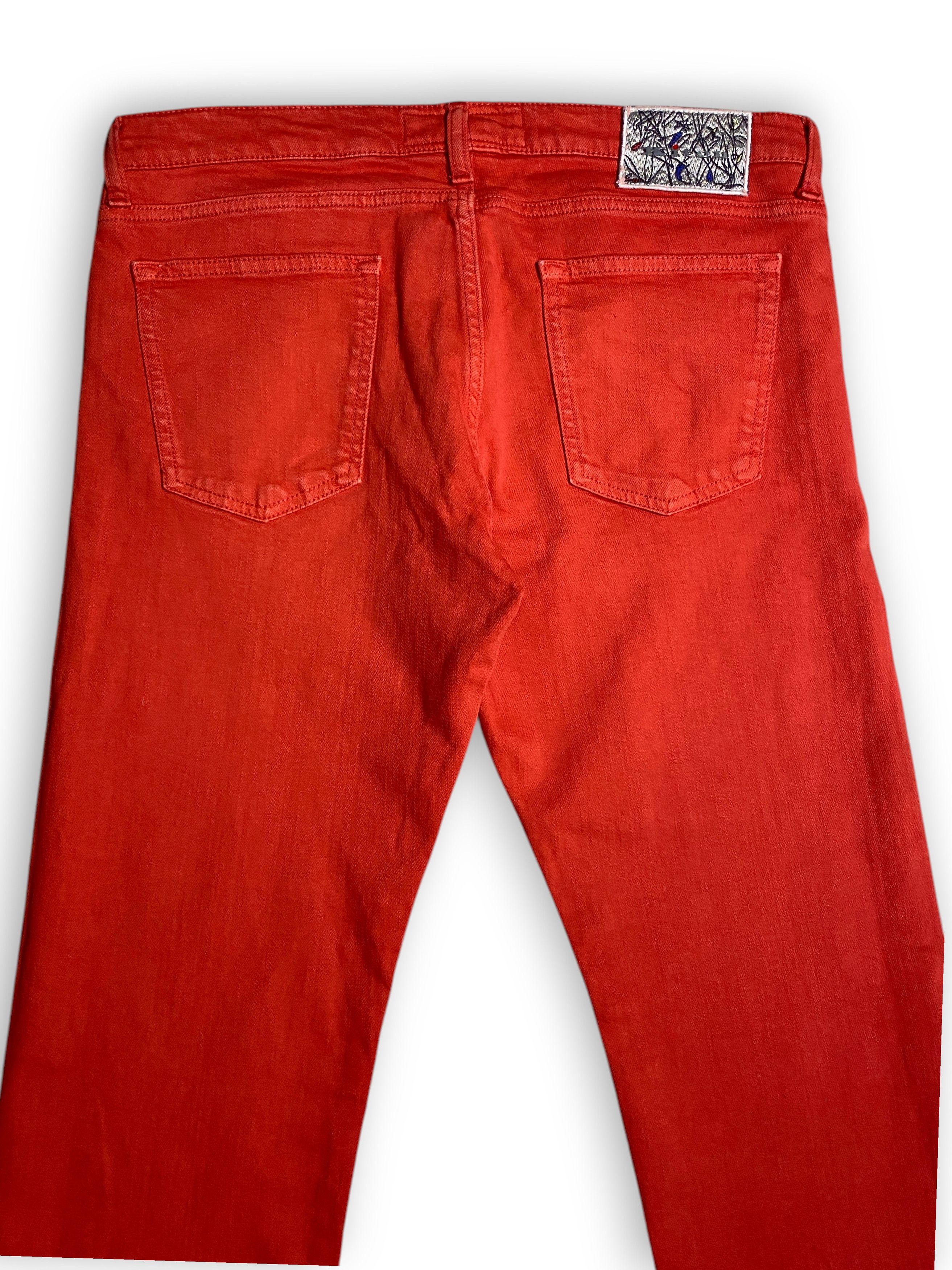 Kiton Kiton Red 5 Pocket Classic Washed Denim Slim Jeans Pants Size US 35 - 8 Thumbnail