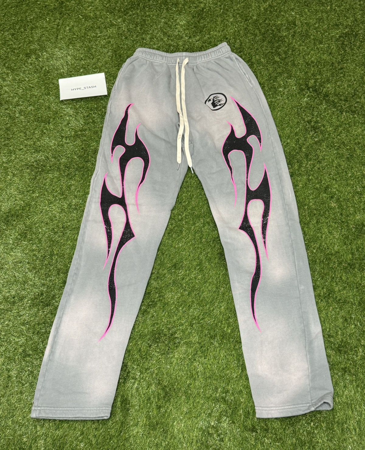 HELLSTAR Hellstar Grey Pink Future Flame Sweatpants | Grailed