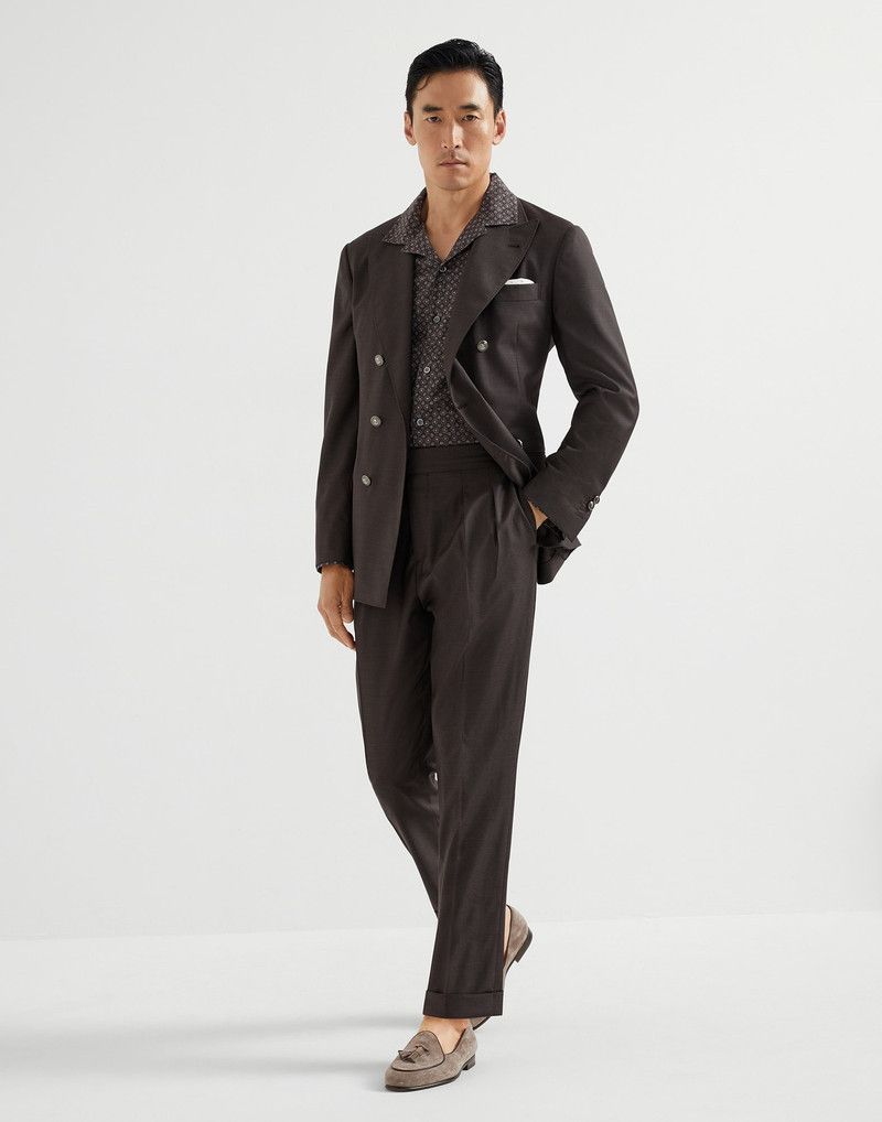 Brunello Cucinelli o1la1rc1a0326 Virgin Wool Batavia Leisure Fit Trousers Brown Size US 34 / EU 50 - 4 Thumbnail