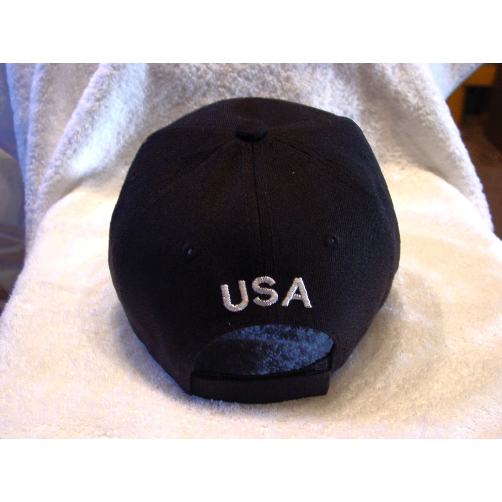 Vintage EAGLE USA American Flag Baseball Cap Adjustable Black Mens Size ONE SIZE - 3 Thumbnail