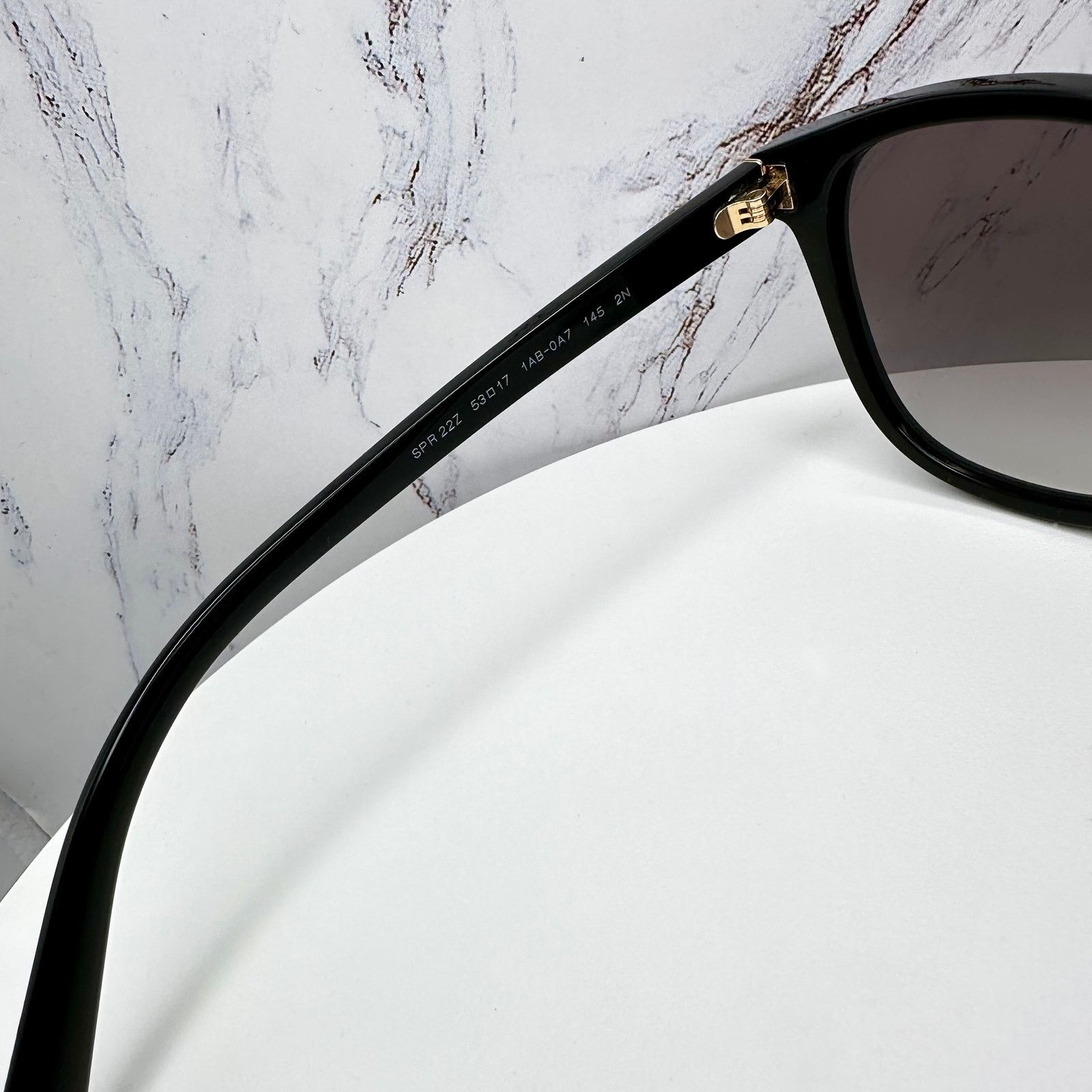 Prada New PRADA Sunglasses Black Gold Square Gray Lens Size ONE SIZE - 9 Thumbnail