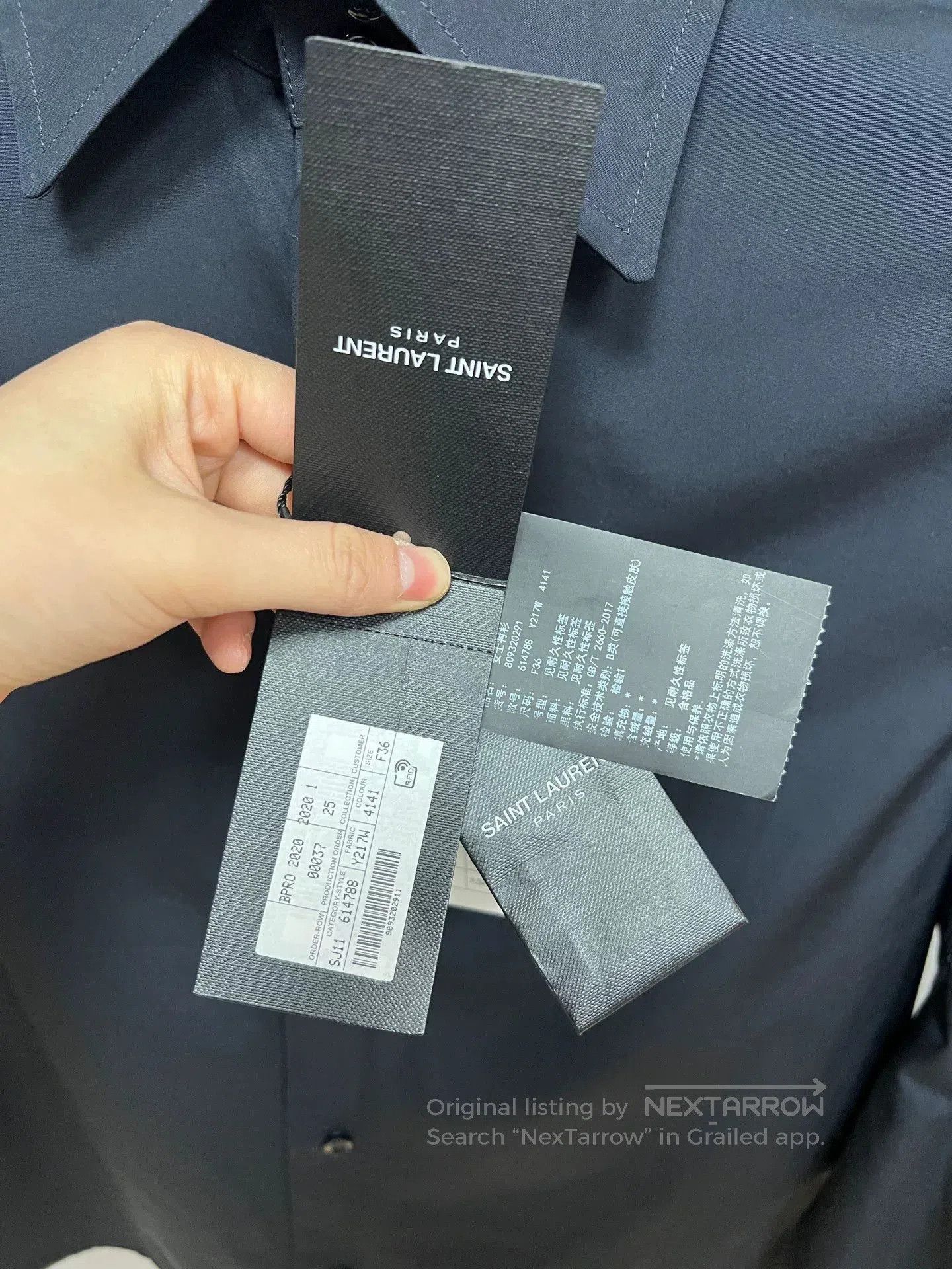 Saint Laurent Paris SLP Dark Blue Shirt. Size XS / US 0-2 / IT 36-38 - 3 Thumbnail