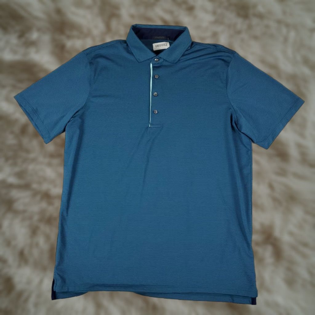 Greyson Polo Shirt Mens Size Large Blue Striped Wolf Golf Casual Short Sleeve