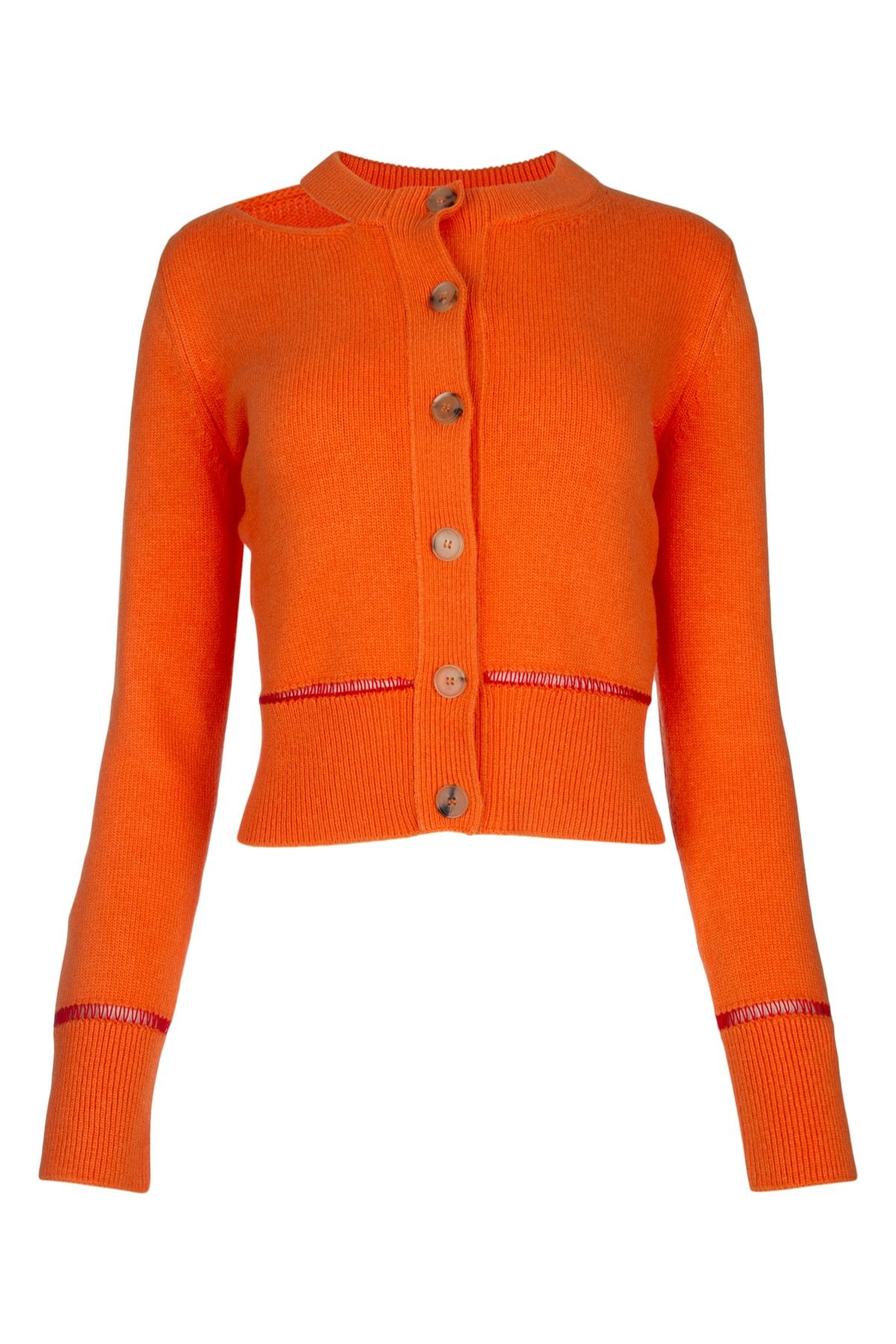 image of Alexander Mcqueen Orange Wool Cardigan, Women's (Size Medium)