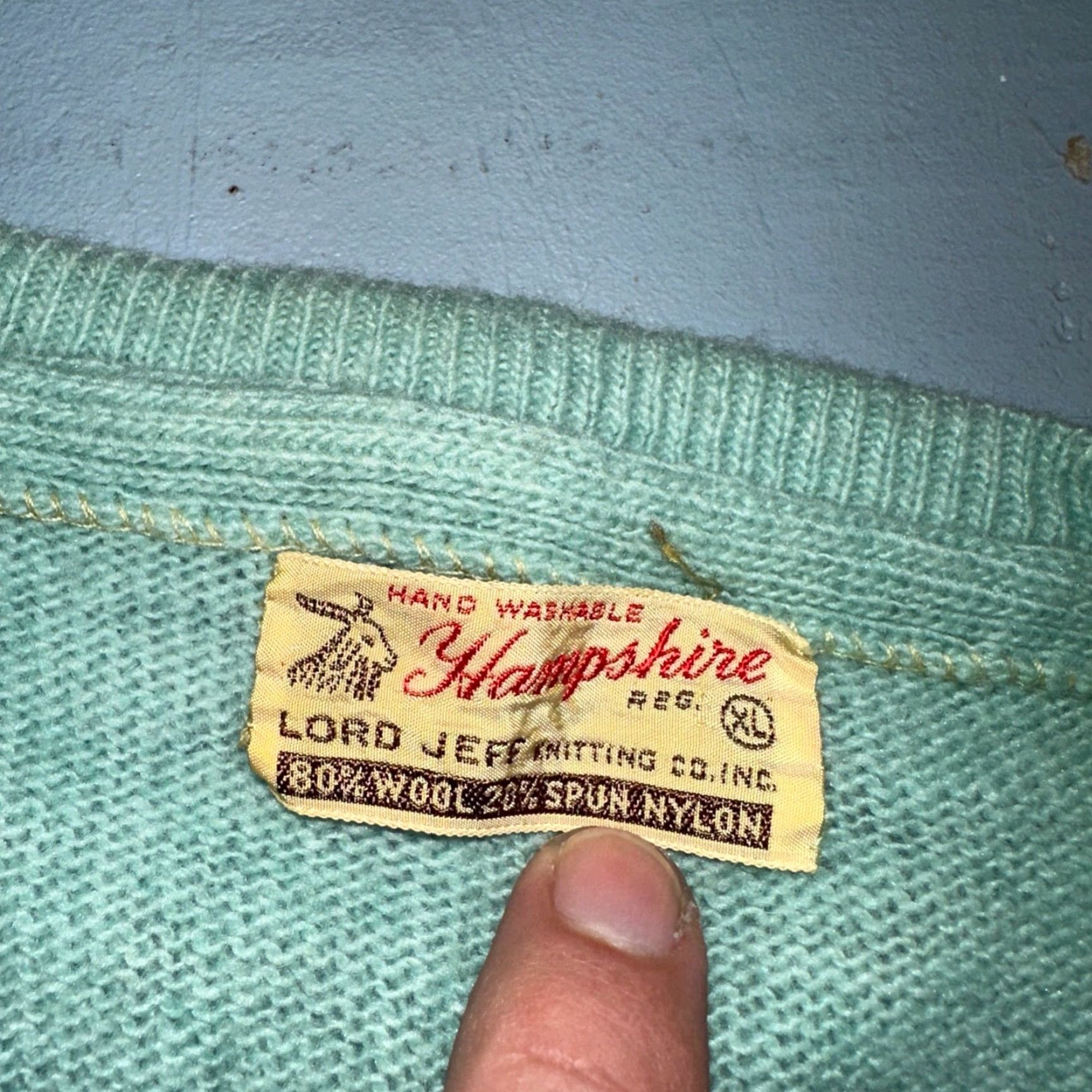 Altea VINTAGE Lord Jeff Knit Shirt 1950s Rockabilly Teal Green XL Men’s Wool Knit 1950s Lord Jeff Mens XL Teal Green Rockabilly Knit Shirt Size US XL / EU 56 / 4 - 4 Thumbnail