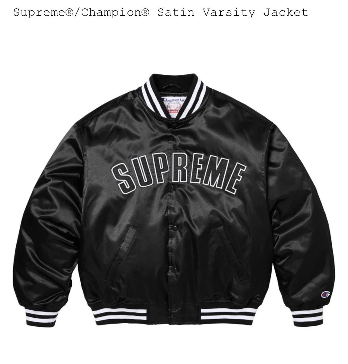 Champion × Supreme SUPREME X CHAMPION SATIN VARSITY JACKET Size US XXL / EU 58 / 5 - 3 Thumbnail