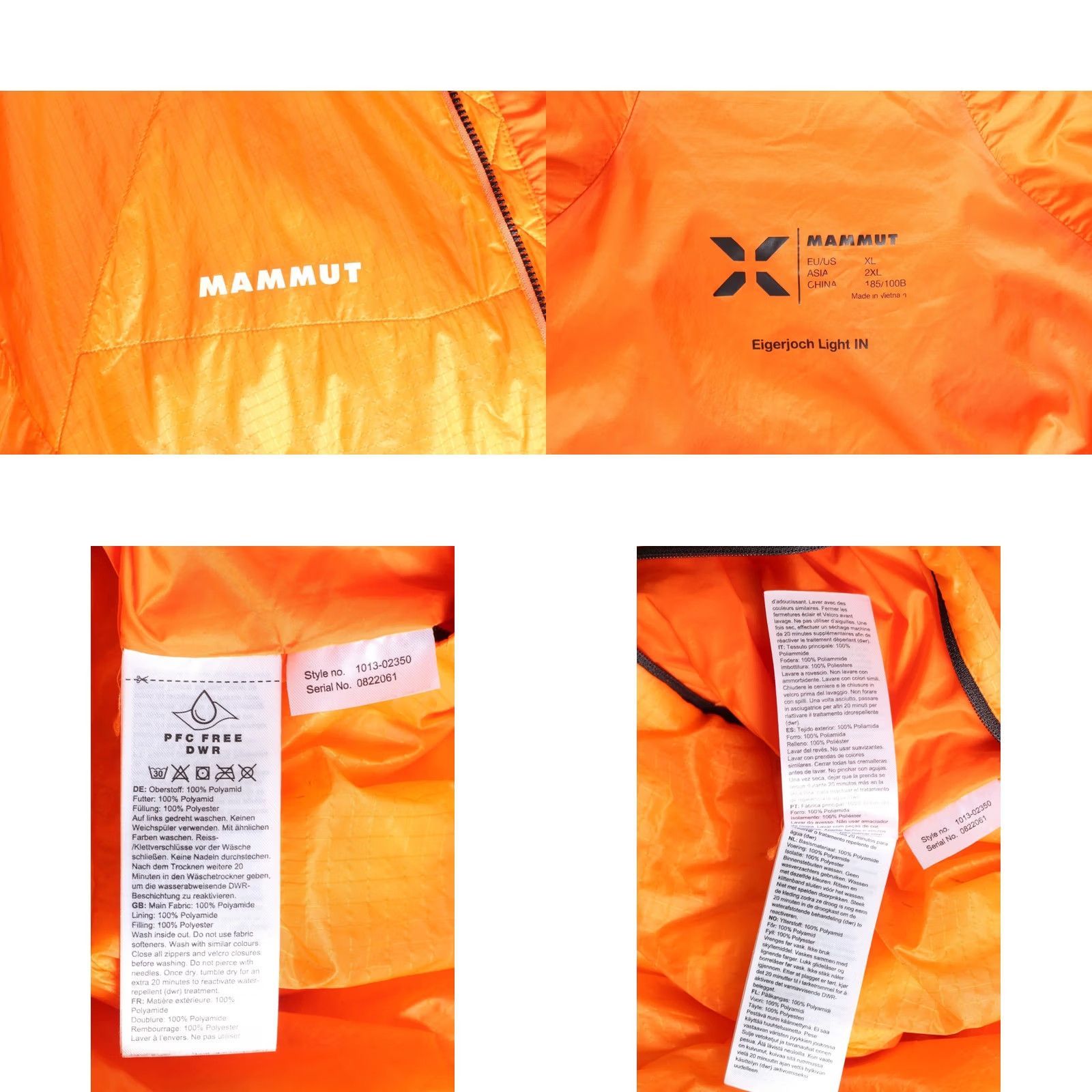 Mammut Mammut Eigerjoch Light IN Hooded Jacket Men XL MJ6582 Jacket Mens XL Orange Authentic Outdoor Clothing Size US XL / EU 56 / 4 - 8 Thumbnail