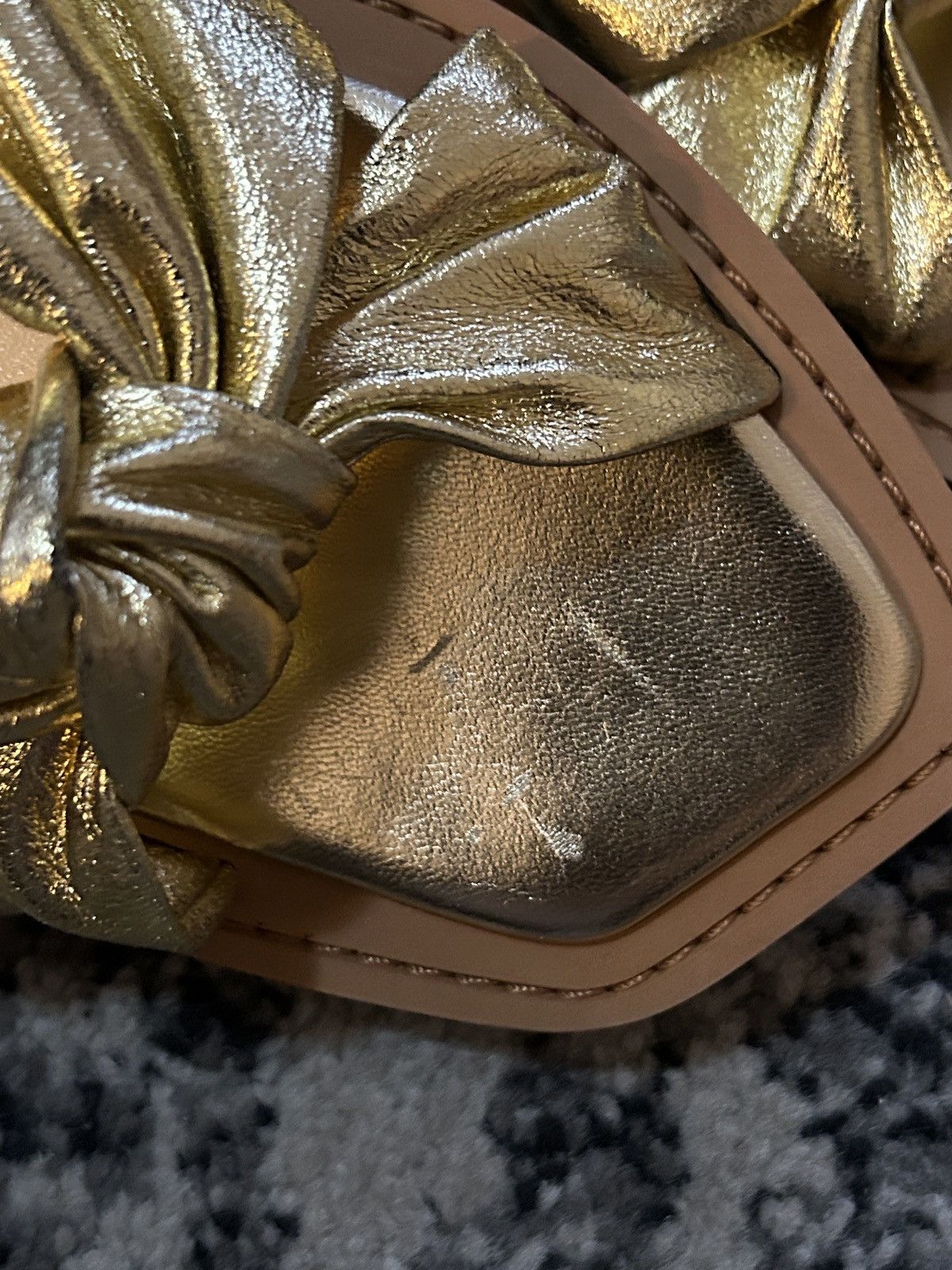 Jimmy Choo Jimmy Choo Tropica Knotted Metallic Leather Flat Sandal Size US 7 / IT 37 - 4 Thumbnail