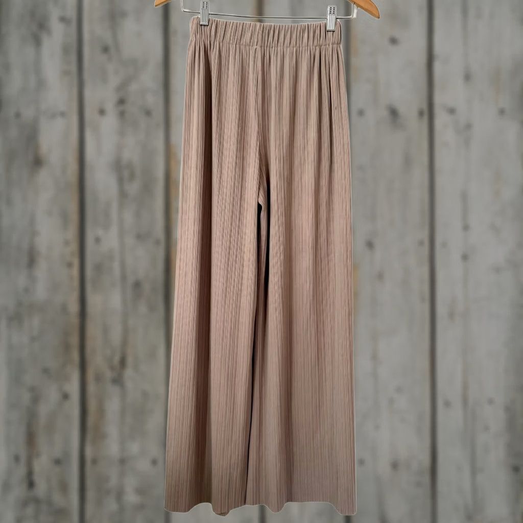 Vintage VINTAGE Women's YIFAN Korean Tan Brown Wide-Leg High-Rise Pleated Lounge Pants Small Size 28" / US 6 / IT 42 - 1 Thumbnail