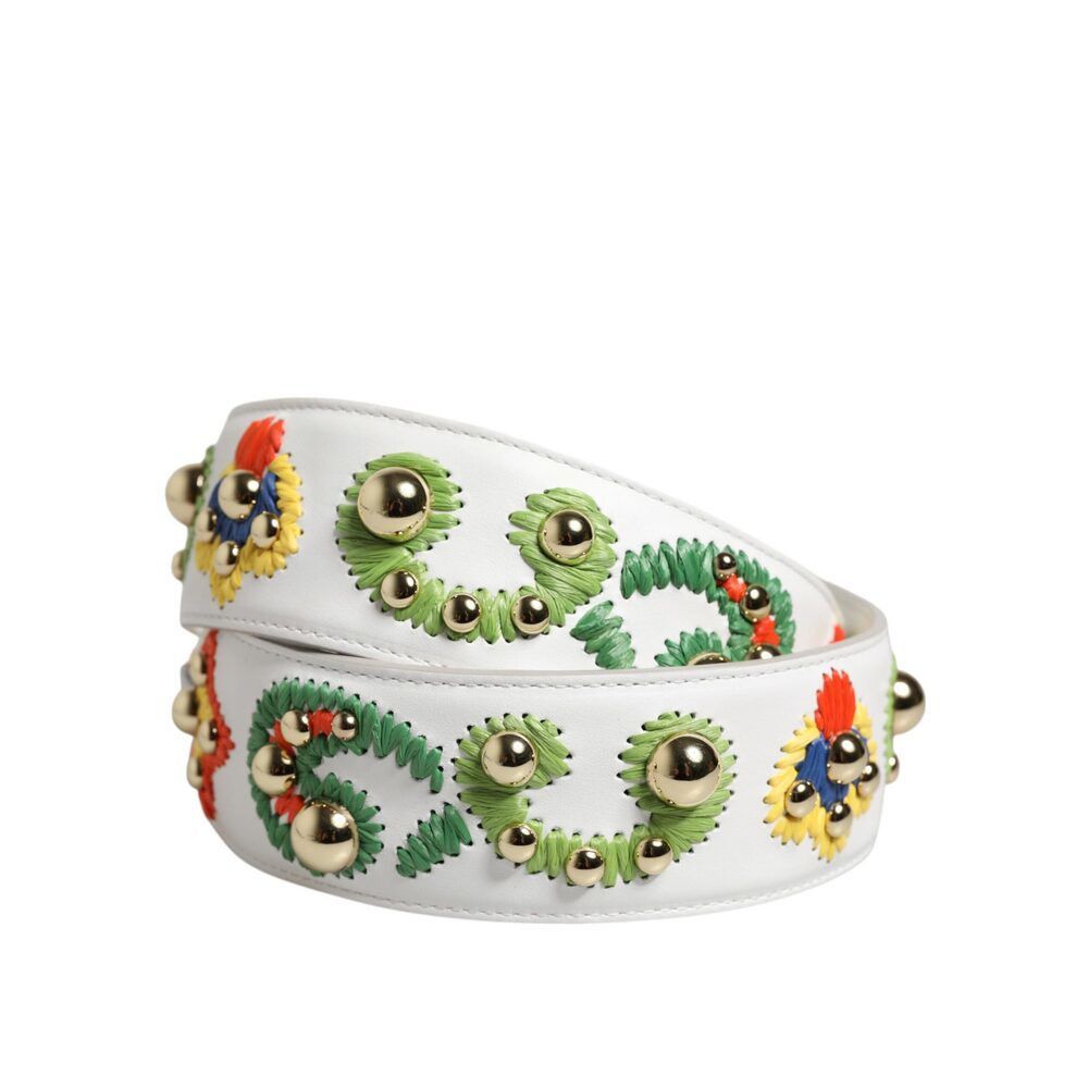 Dolce & Gabbana Dolce & Gabbana White Calfskin Raffia Embroidered Patchwork Size ONE SIZE - 2 Thumbnail