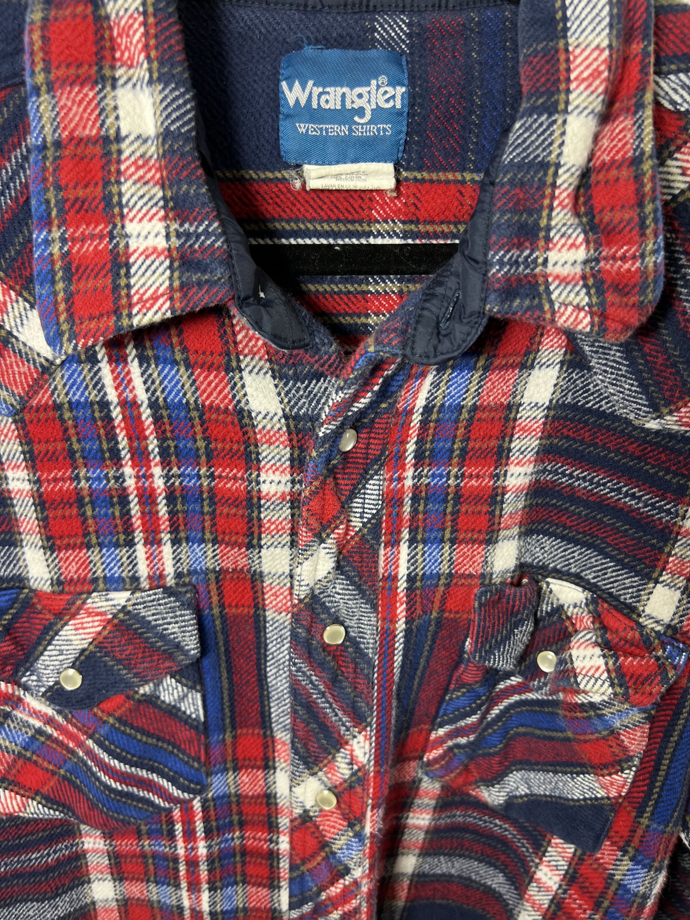 Flannel Vintage 1980's Wrangler Western Pearl Snap Long Sleeve Shirt Size US XL / EU 56 / 4 - 2 Thumbnail