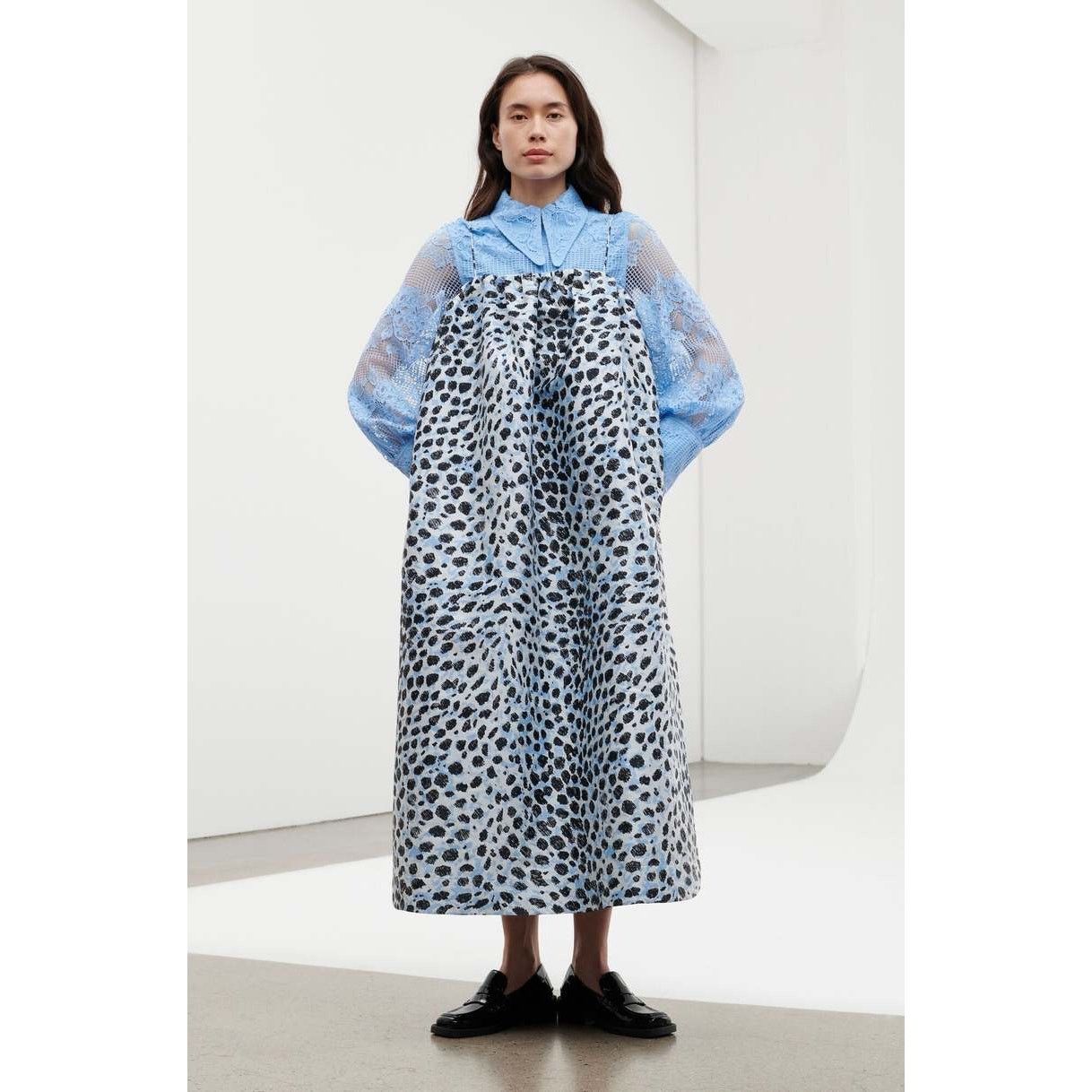 Ganni GANNI Jacquard Midi Dress Egret blue size 38 / M / US 6 NWT Size M / US 6-8 / IT 42-44 - 16 Thumbnail