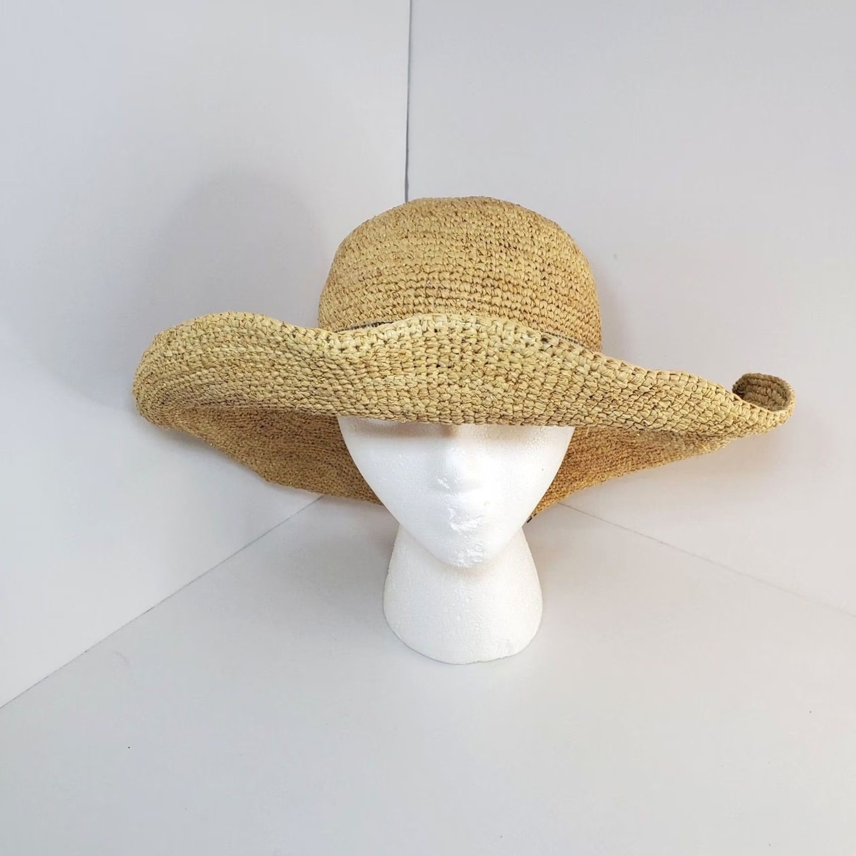 Tommy Bahama Tommy Bahama Hat One Size Adjustable Natural Metallic Tan Straw Raffia Sun Womens Size ONE SIZE - 3 Thumbnail