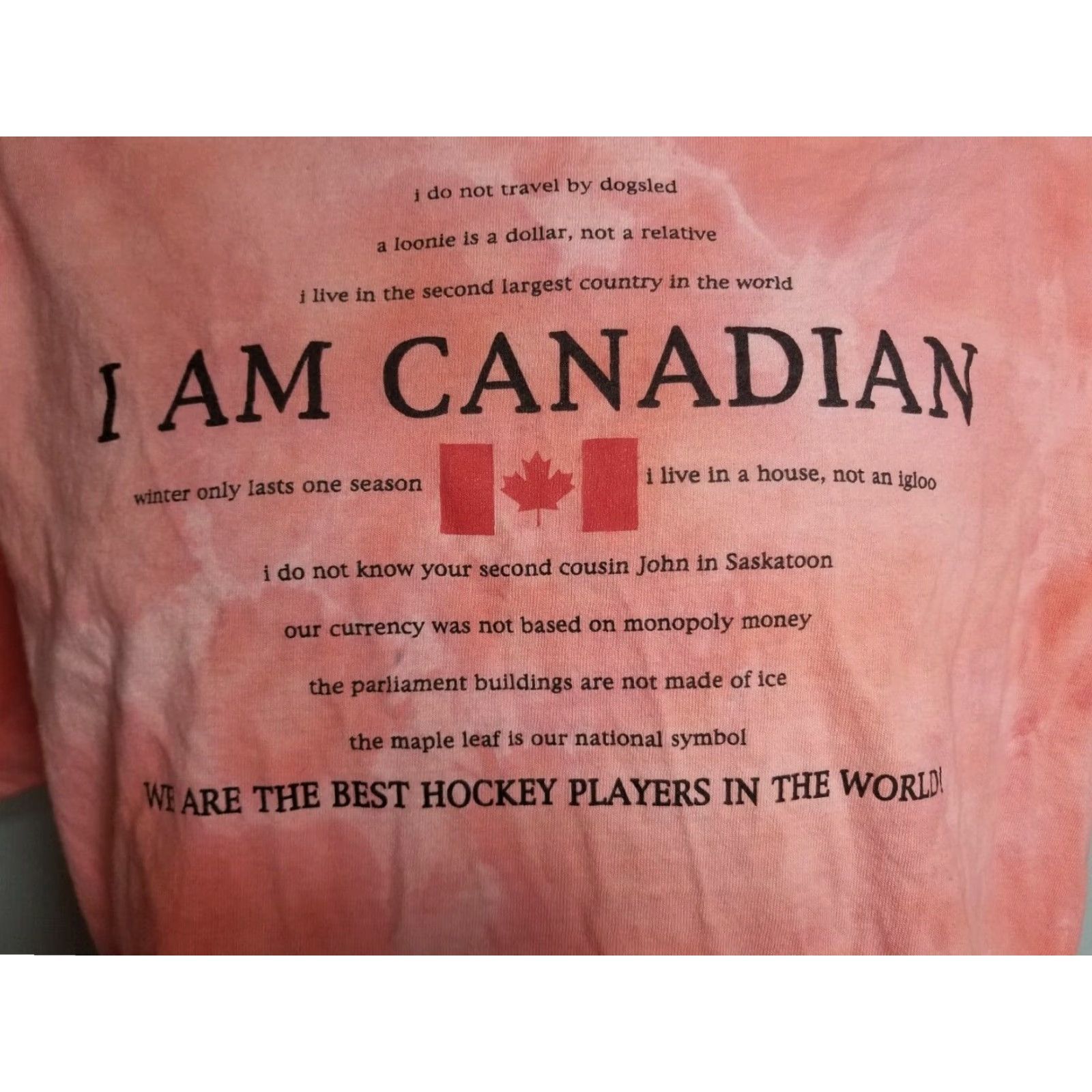 Vintage Retro I Am Canadian Funny Tie Ice Dye T Shirt Maple Leaf XL Mens Red Cotton T-Shirt Crew Neck Short Sleeve Classic Fit Graphics Size US XL / EU 56 / 4 - 3 Thumbnail