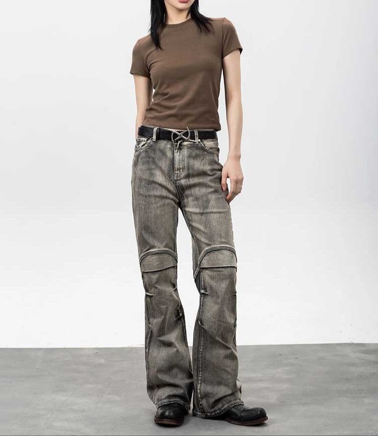Japanese Brand × Vintage Pleated Denim Low Waist Vintage Style Flared Coal Party Size US 31 - 5 Thumbnail