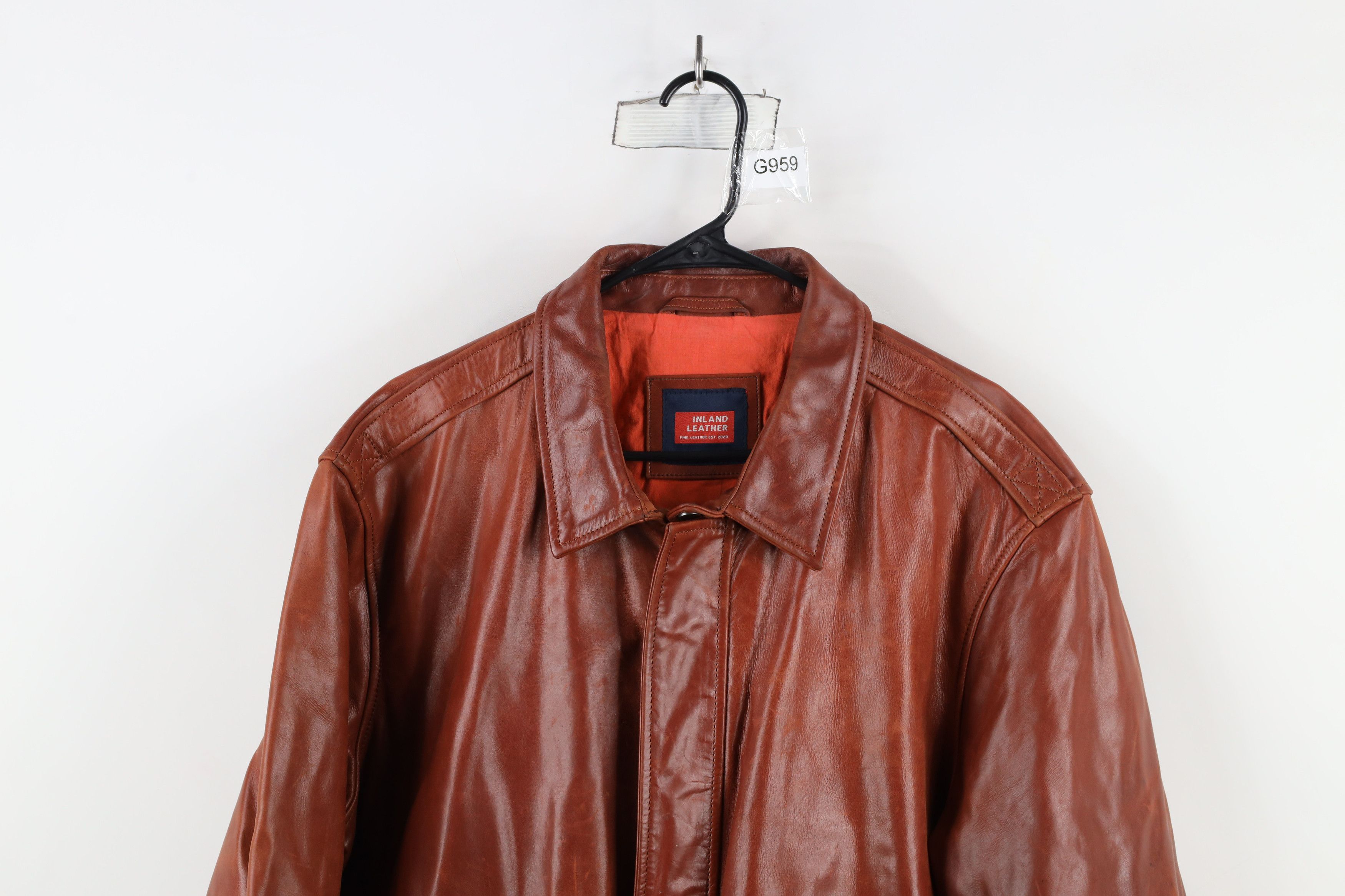 Vintage Inland Leather Streetwear Flight Bomber Jacket Brown Size US XXL / EU 58 / 5 - 2 Thumbnail