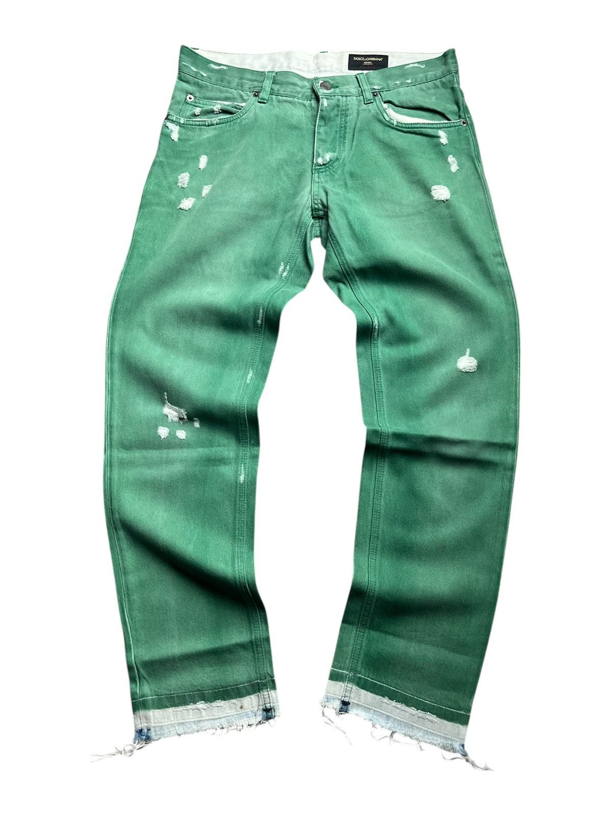 Dolce & Gabbana SS05 Dolce & Gabbana Distressed Raw Green Denim Size US 32 / EU 48 - 1 Thumbnail