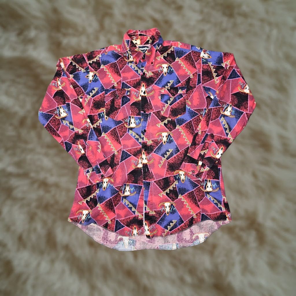 Wrangler VINTAGE Wrangler Shirt Mens XL Tall Red Purple Southwest Cowboy Western 90s Size US XL / EU 56 / 4 - 1 Thumbnail