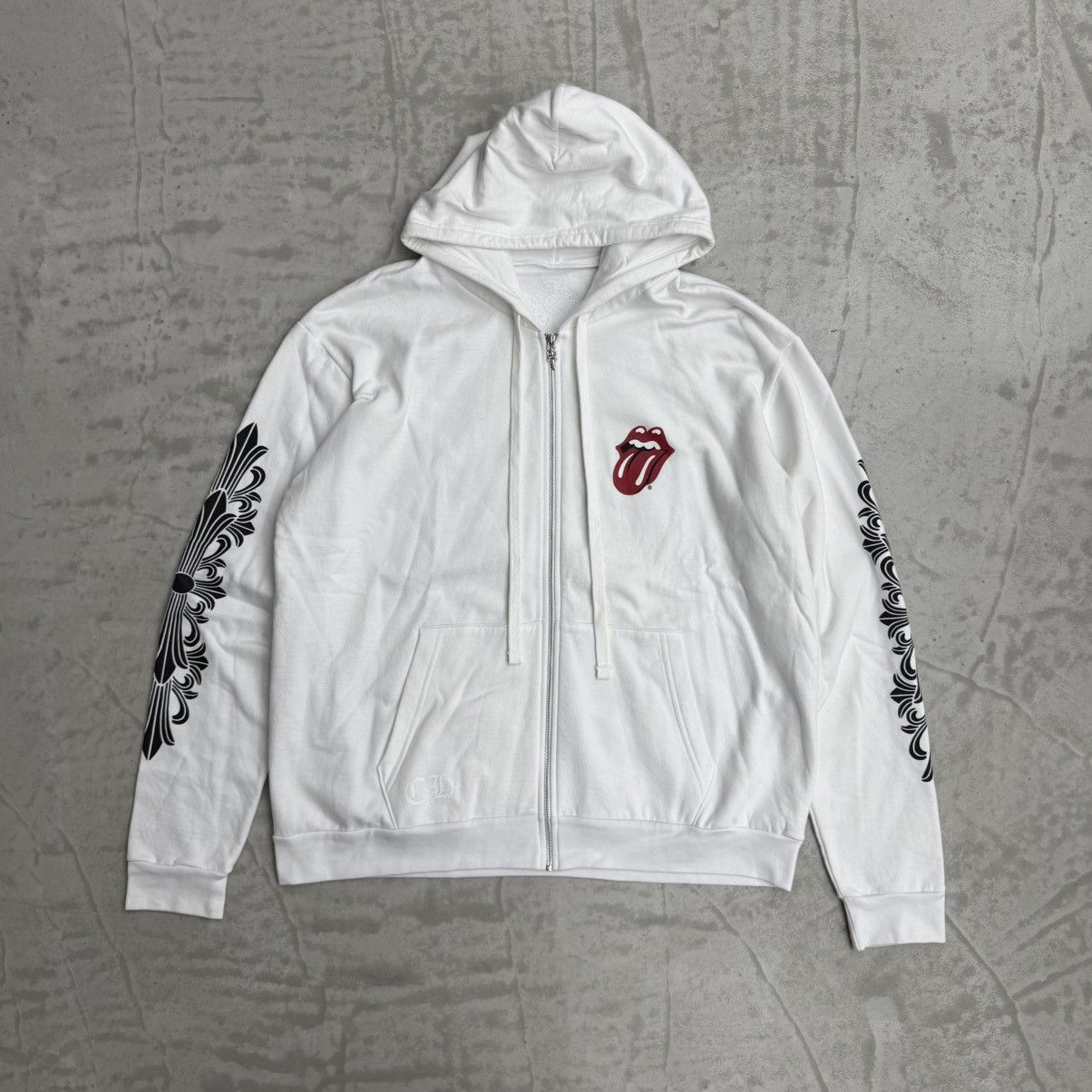 限定コラボ◆Chrome Hearts x Rolling Stones パーカー ホワイト 限定コラボ/送料無料【Chrome Heartsx Rolling Stones】パーカー