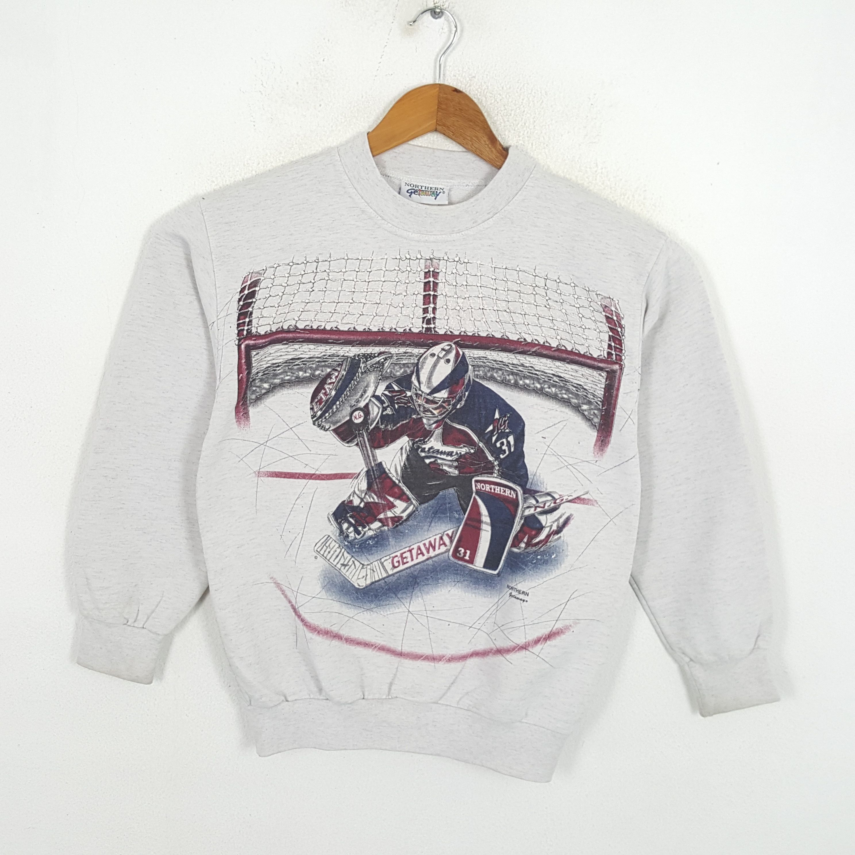 Image of America x Nhl Vintage 90's Northern Getaway Hockey Ice Nhl Sweatshirts in Grey, Men's (Size Small)