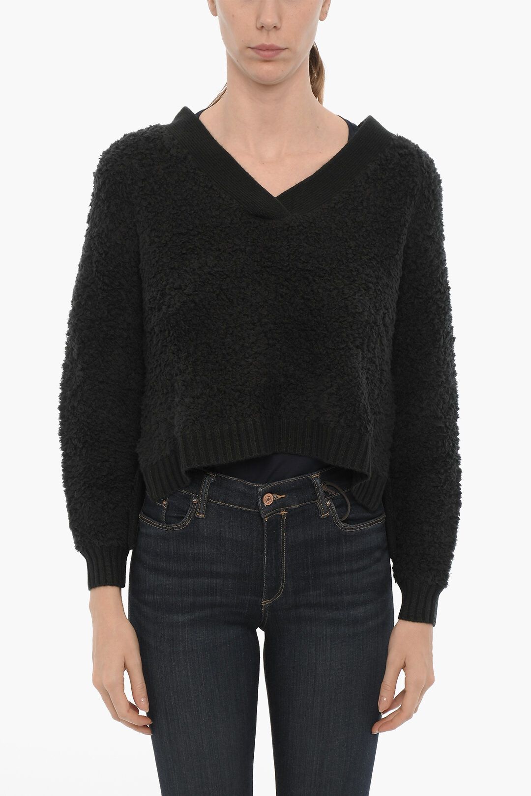 Ugg og1mm0824 Solid Color Deeann Fluffy Sweater in Black Size S / US 4 / IT 40 - 1 Thumbnail