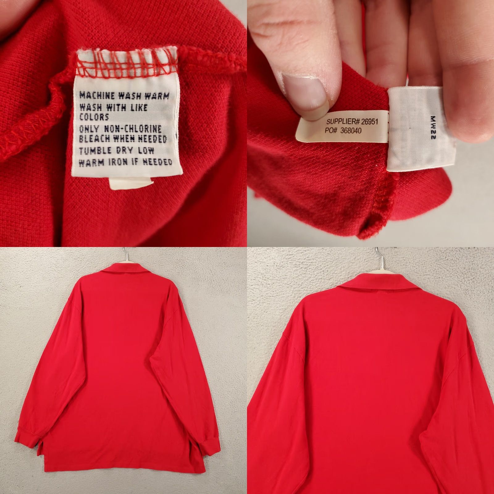 Polo Ralph Lauren VINTAGE Polo Ralph Lauren Shirt Big 2X Mens Red Long Sleeve Collared Polo 2XB Pullover Size US XXL / EU 58 / 5 - 8 Thumbnail